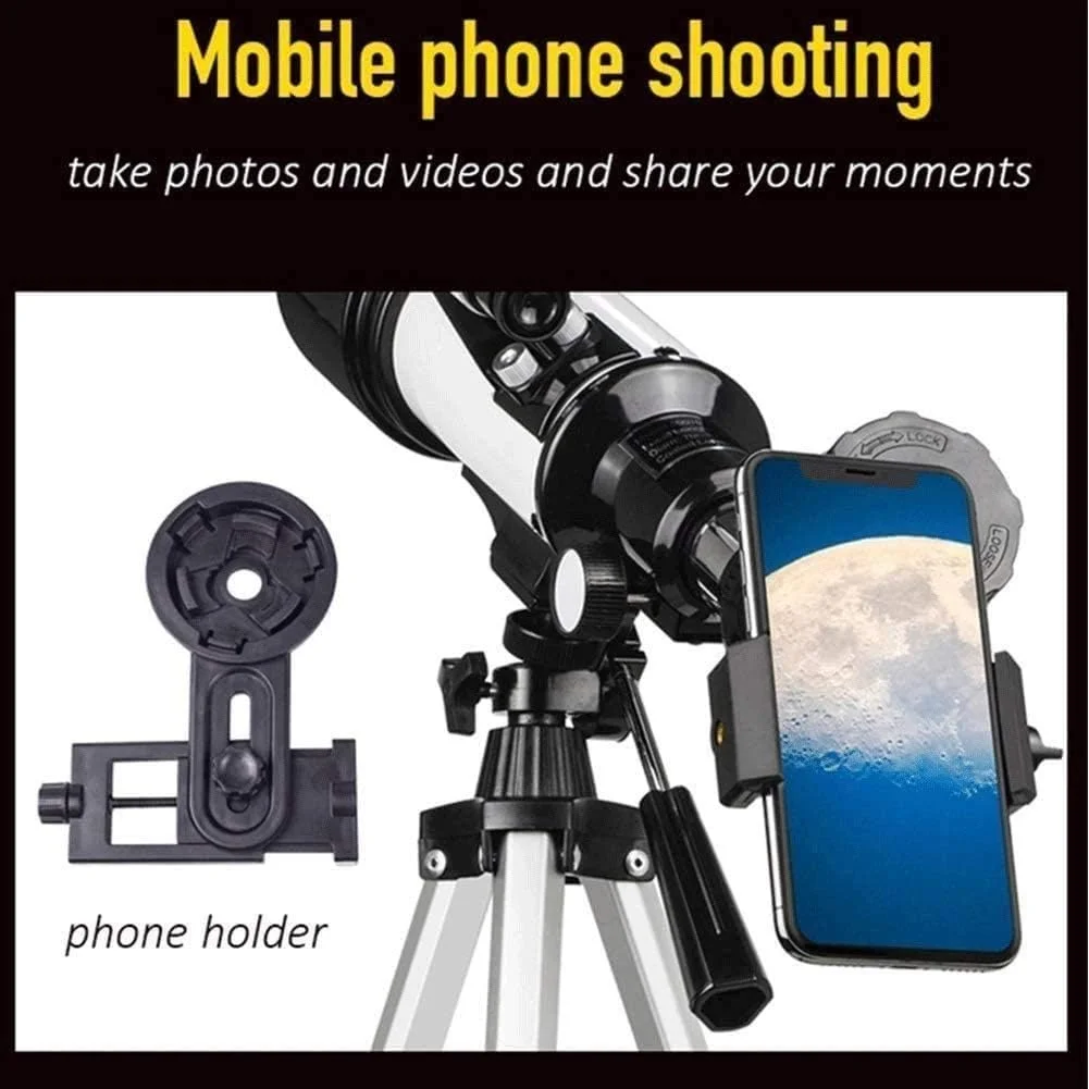 تلسکوپ KOHARA، دهانه 70 میلی‌متری، تلسکوپ شکستنی نجومی 400 میلی‌متری، تلسکوپ مسافرتی قابل حمل با سه پایه قابل تنظیم برای کودکان، بزرگسالان و مبتدیان