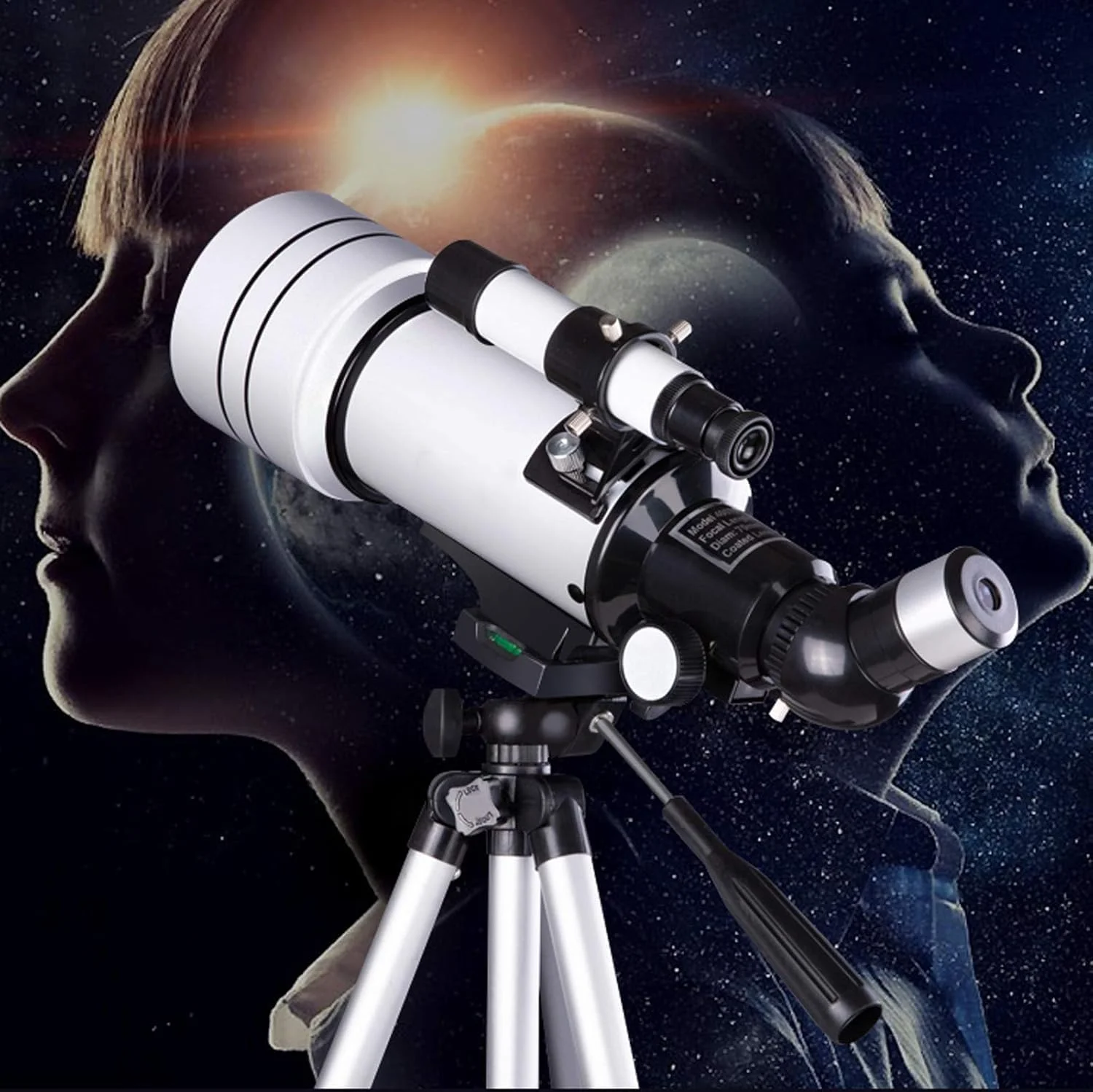 تلسکوپ تک چشمی KANBUN، تلسکوپ شکستنی نجومی با فاصله کانونی 500 میلی‌متر، تلسکوپ انکساری 70 میلی‌متری با سه پایه و یابنده، نور کم HD، کوله پشتی و فیلتر ماه