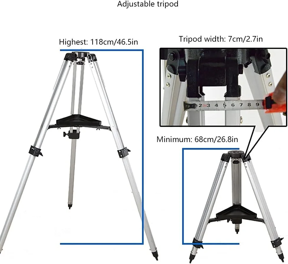 تلسکوپ حرفه ای 900x130 میلی متری KOHARA تلسکوپ شکستی قدرتمند و قابل حمل با آداپتور تلفن هوشمند، کوله پشتی و تلسکوپ دستی
