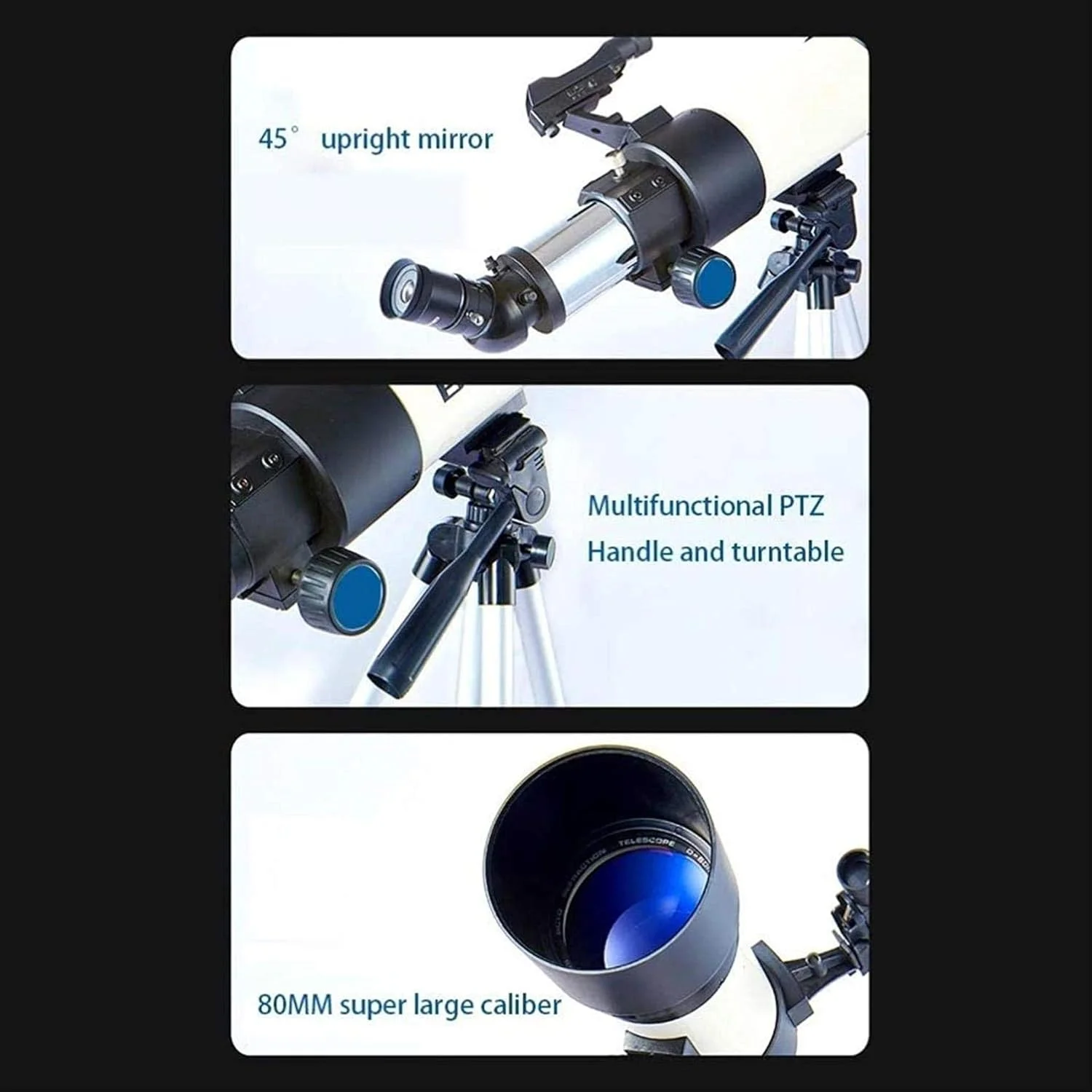 تلسکوپ کاتادیوپتریک قدرتمند قابل حمل کانبن برای مبتدیان، تلسکوپ منوچشمی 80 میلی متری، تلسکوپ شکستنی، د