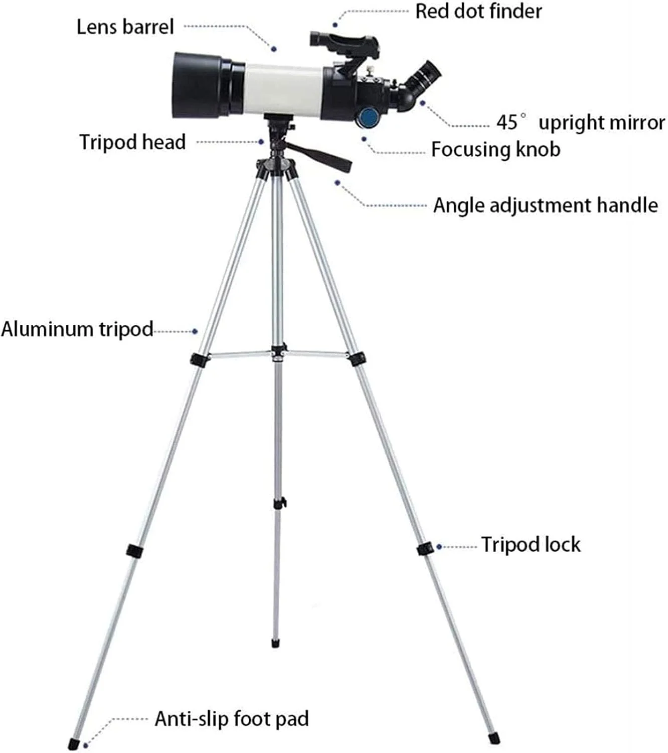 تلسکوپ نجومی مبتدیان پرقدرت قابل حمل KANBUN، تلسکوپ منوچشمی Catadioptric 80 میلی متری، انکساری دامنه ng، D