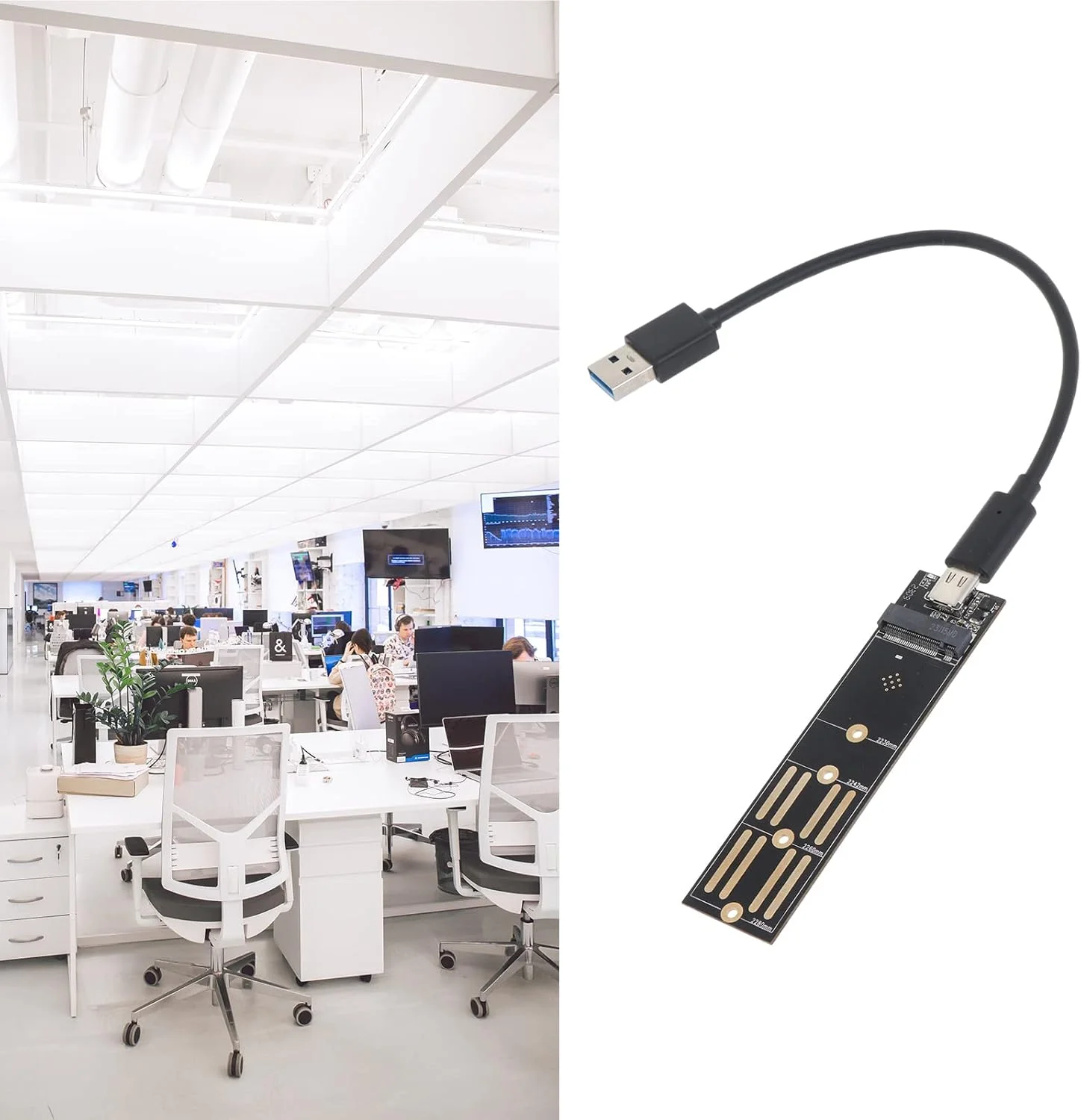 آداپتور دوگانه پروتکل درایو حالت جامد NVMe Sata/NGFF SSD به USB3.1 10G برای هارد اکسترنال M/B+M Key- SSD مشکی