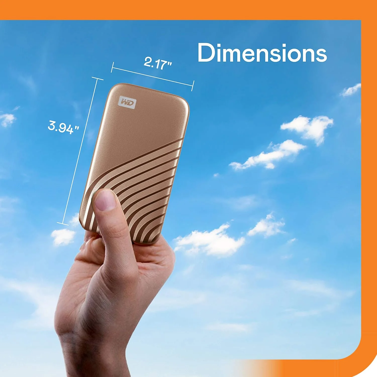 هارد اکسترنال قابل حمل اس اس دی 2 ترابایتی مای پاسپورت دبلیو دی، طلایی، سرعت تا 1050 مگابایت بر ثانیه - WDBAGF0020BGD-WESN