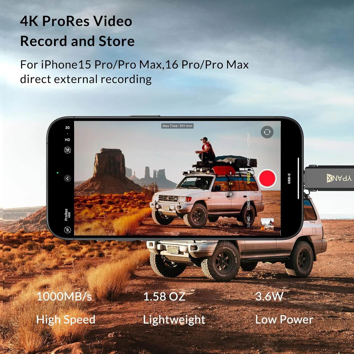 حافظه اس اس دی اکسترنال پرتابل YPANX 1 ترابایت Pro، سرعت 1000 مگابایت بر ثانیه، USB 3.2 Gen 2 + پورت دوگانه Type C، سبک وزن، مناسب برای آیفون 15/16/Pro، اندروید، ویندوز، مک و تبلت ها