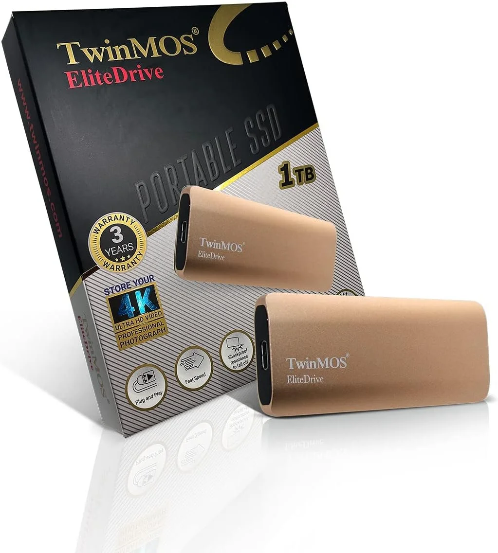 حافظه اس اس دی اکسترنال قابل حمل TwinMOS EliteDrive USB 3.2/Type-C - ظرفیت 1 ترابایت (رزگلد)