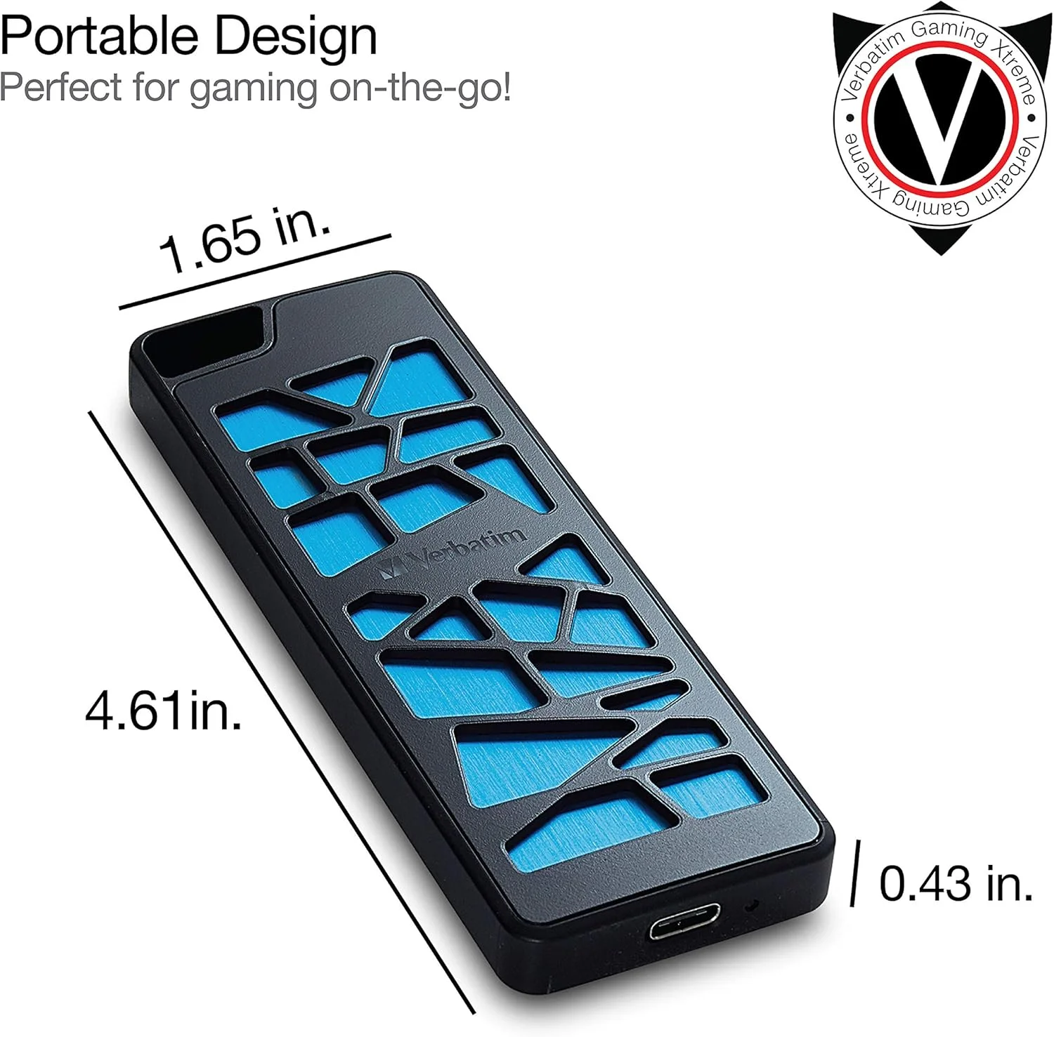 درایو حالت جامد اکسترنال قابل حمل ورباتیم 512 گیگابایت VGX1000 تا 1000 مگابایت بر ثانیه PCIe NVMe USB-C USB 3.2 نسل 2