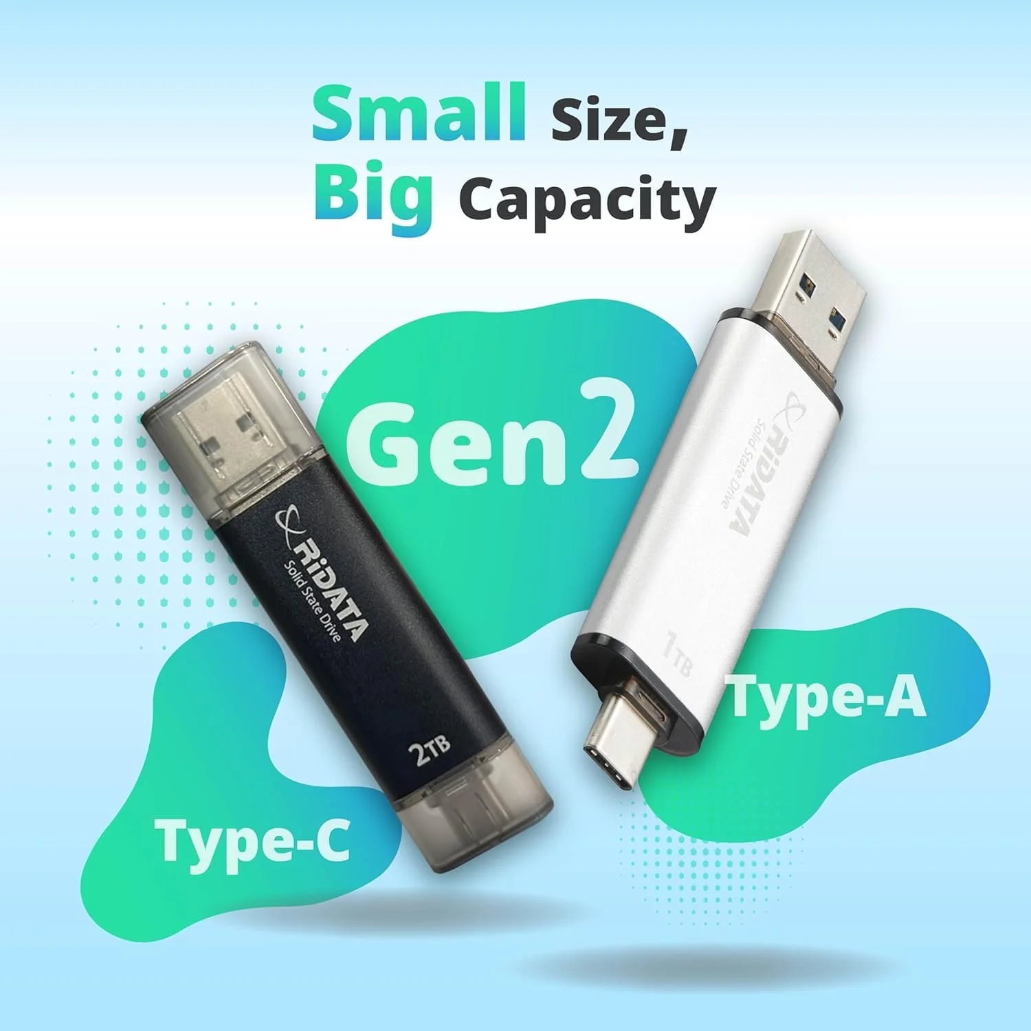 درایو حالت جامد اکسترنال قابل حمل UV903 مشکی 512 گیگابایت، سرعت خواندن/نوشتن تا 1050 مگابایت بر ثانیه و 900 مگابایت بر ثانیه، USB 3.2 Gen 2 OTG USB C و USB A، درایو انگشتی، سازگار با تلفن/PS5/اندروید/ویندوز/مک