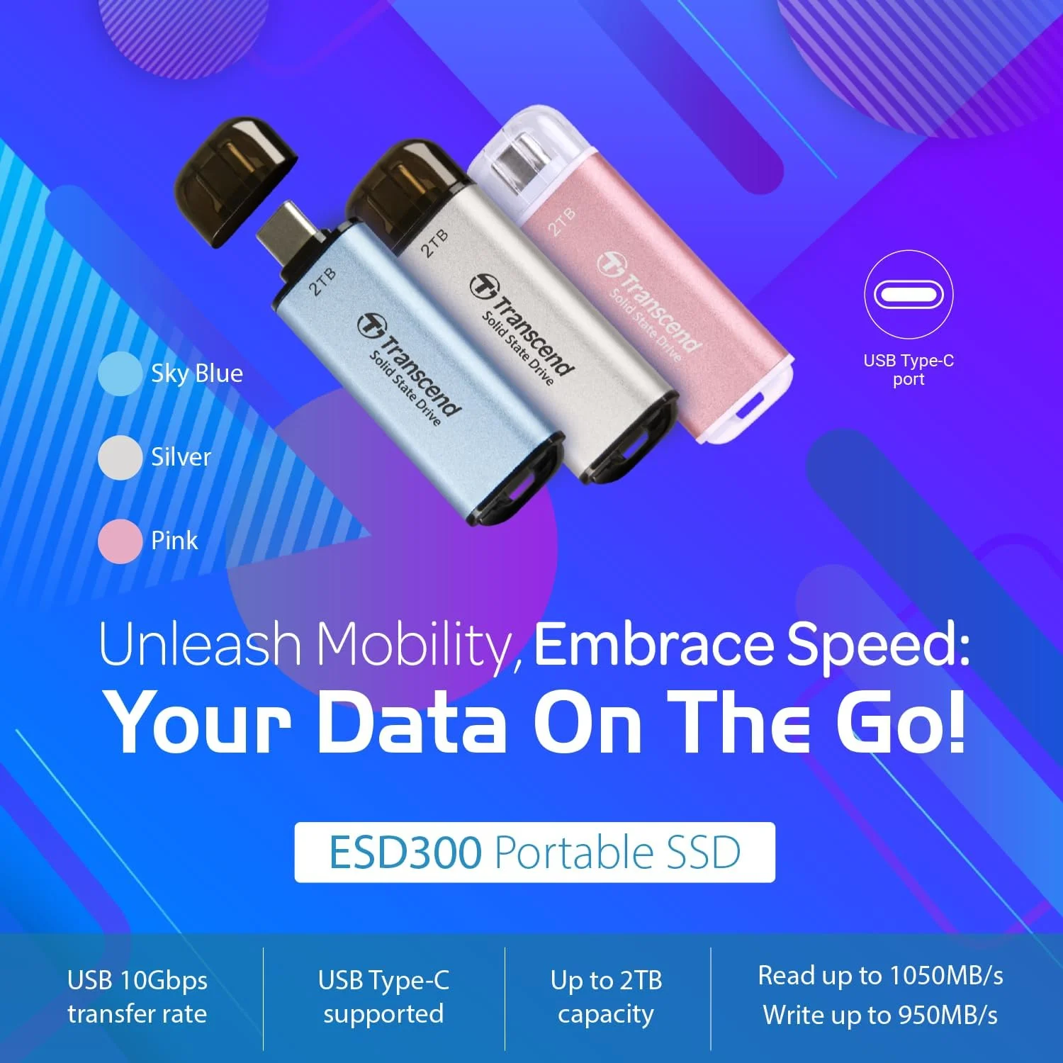 حافظه اس اس دی اکسترنال 512 گیگابایتی ترنسند مدل ESD300S با رابط USB