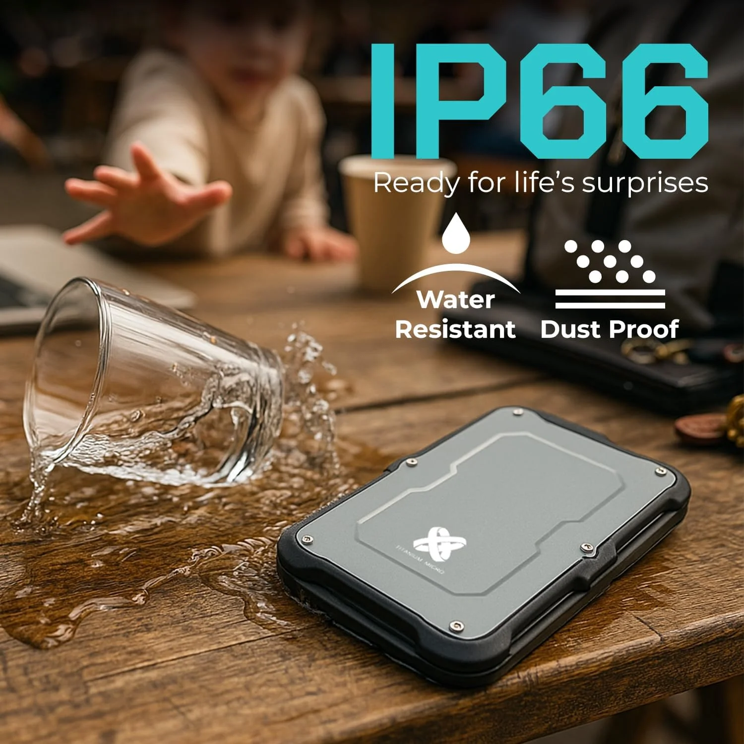 حافظه اس اس دی اکسترنال تیتانیوم میکرو وان، قابل حمل، 250 گیگابایت، USB 3.2 Gen 2، دارای استاندارد IP66 مقاوم در برابر آب، گرد و غبار و ضربه، مناسب برای کامپیوتر، لپ تاپ، مک، اندروید و کنسول بازی