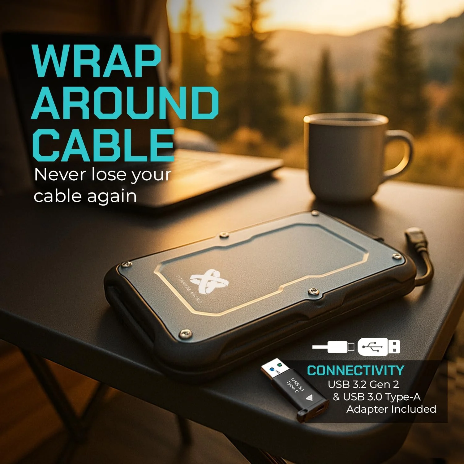 حافظه اس اس دی اکسترنال تیتانیوم میکرو وان، قابل حمل، 250 گیگابایت، USB 3.2 Gen 2، دارای استاندارد IP66 مقاوم در برابر آب، گرد و غبار و ضربه، مناسب برای کامپیوتر، لپ تاپ، مک، اندروید و کنسول بازی