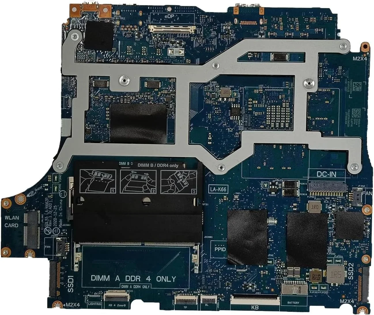 مادربرد جایگزین 0J67YK J67YK برای لپ تاپ Dell G15 5510 مدل GDL55 LA-K662P، پردازنده اصلی i7-10870H و کارت گرافیک RTX 3050 با حافظه 4 گیگابایت