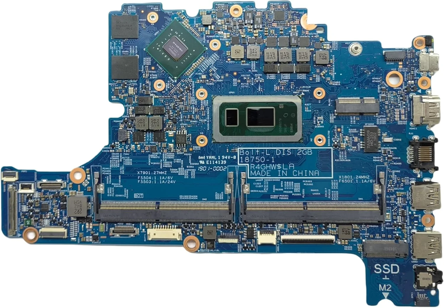 مادربرد جایگزین لپ تاپ مدل B0it-L DIS 2GB 18750-1 مناسب برای Dell Latitude 3400 با پردازنده i7-8565U و گرافیک MX130 2GB، شماره قطعه 0KVN26 KVN26