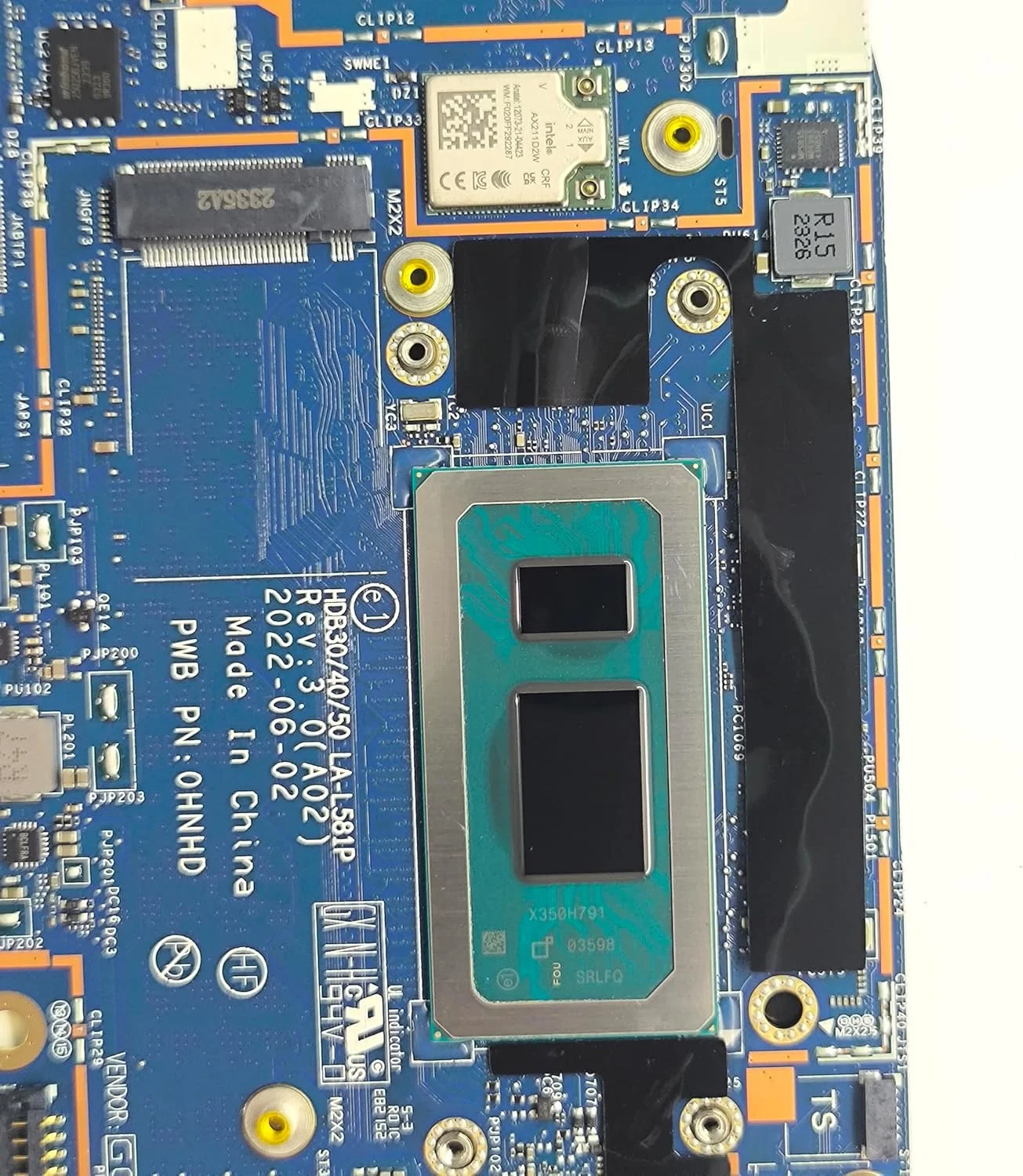 مادربرد جایگزین لپ تاپ HDB30 /40/50 LA-L581P برای Dell Latitude 7430، پردازنده i5-1235U، رم 8 گیگابایتی، 0VXK64 VXK64