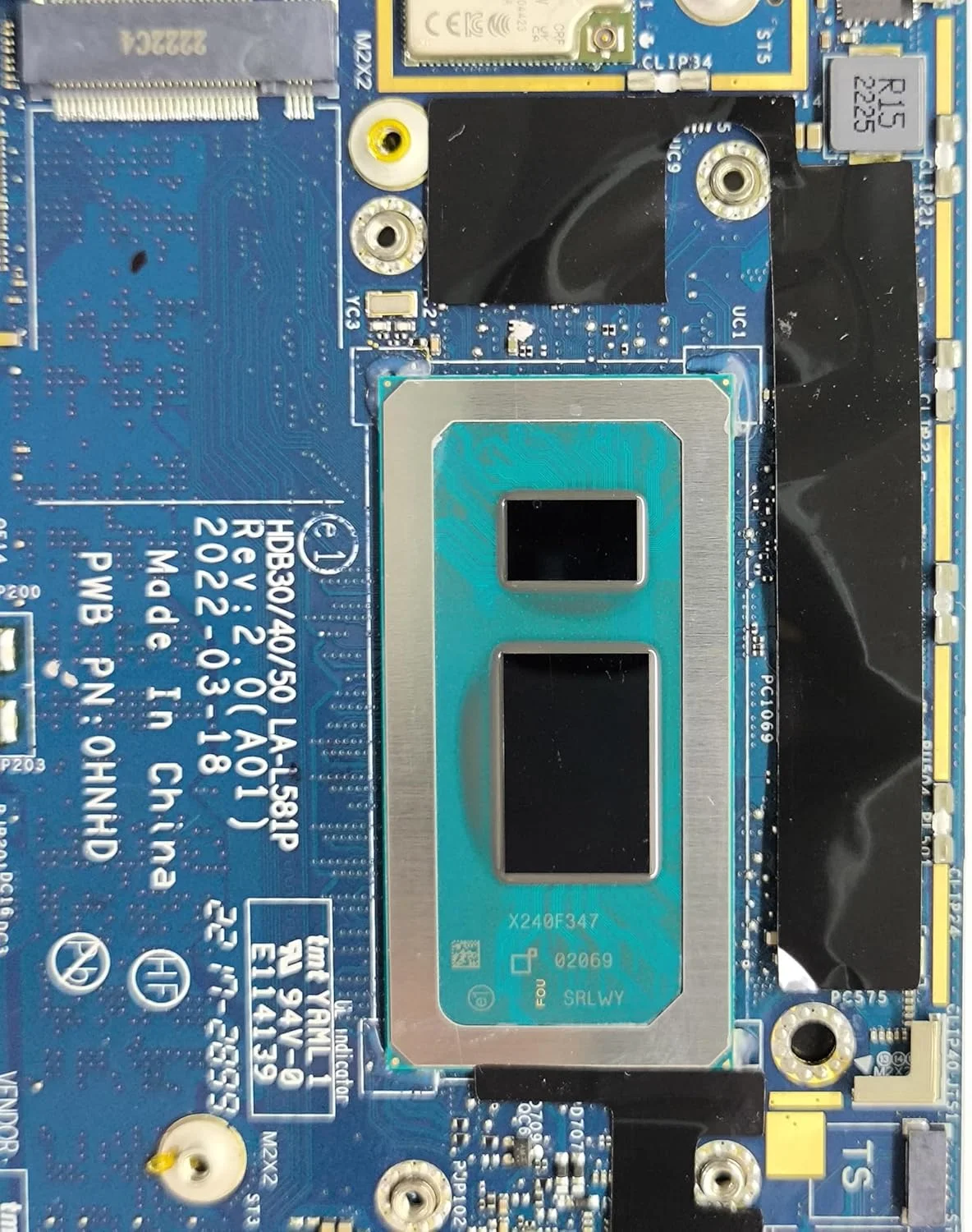 مادربرد جایگزین لپ تاپ مدل HDB30 /40/50 LA-L581P برای Dell Latitude 7530، پردازنده i5-1245U و رم 32 گیگابایتی، شماره قطعه 0C2F4N C2F4N