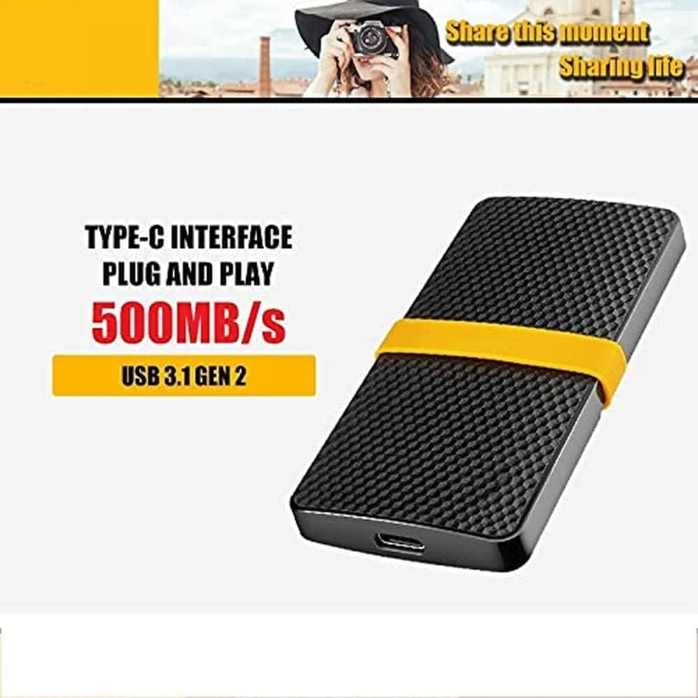 هارد درایو حالت جامد اکسترنال 1 ترابایت/256 گیگابایت/128 گیگابایت، فضای ذخیره سازی پشتیبان قابل حمل، مناسب برای کامپیوتر رومیزی، لپ تاپ، مک بوک (512 گیگابایت، مشکی)