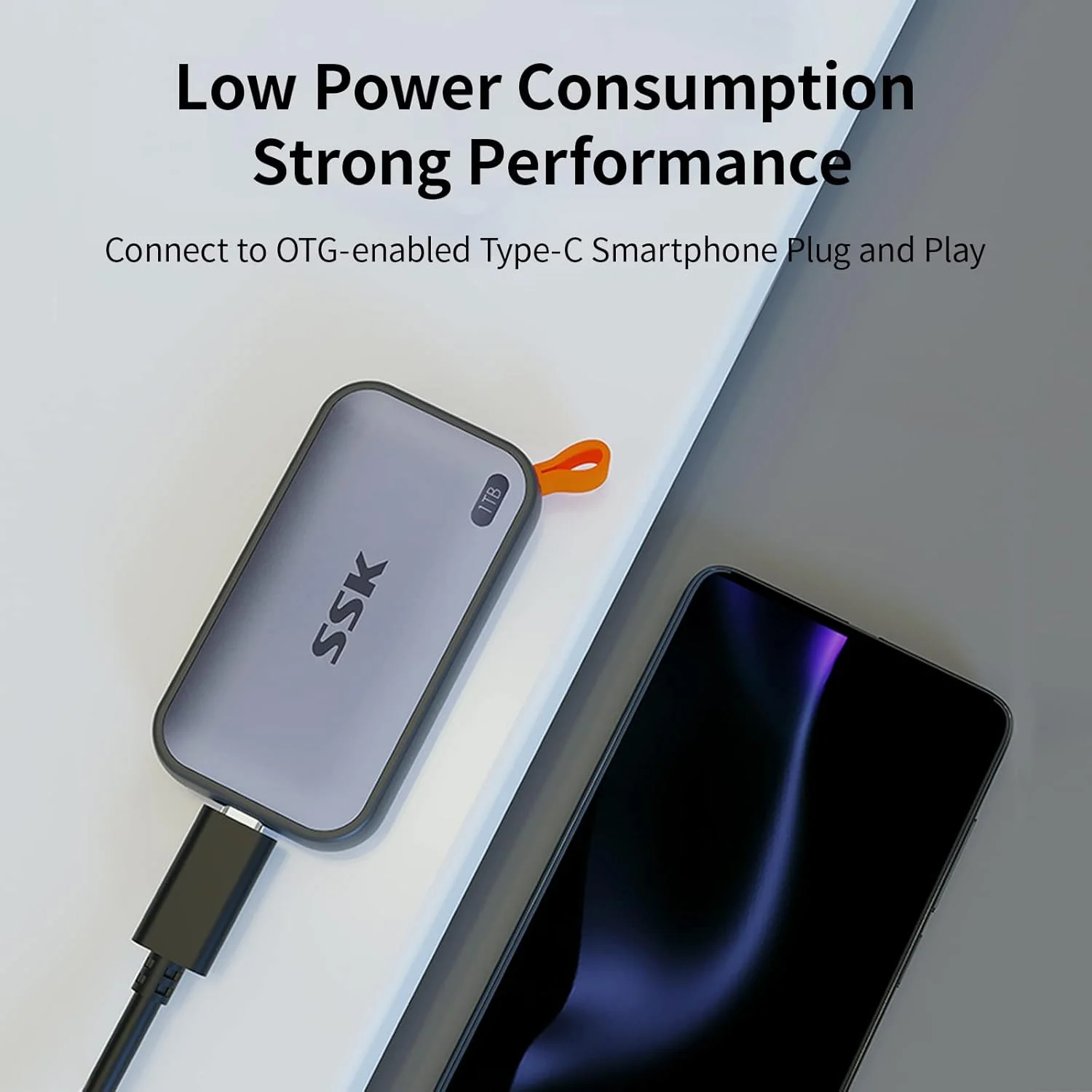 درایو حالت جامد اکسترنال قابل حمل SSK با ظرفیت 1 ترابایت، سرعت انتقال تا 1050 مگابایت بر ثانیه، USB C SSD اکسترنال USB 3.2 Gen 2 مناسب برای آیفون 15/پرو، ویندوز، مک، تلفن های اندرویدی و تبلت ها