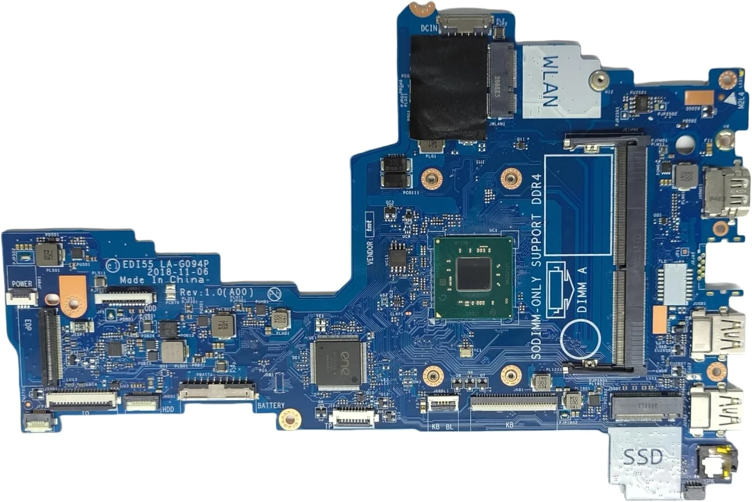 مادربرد جایگزین لپ تاپ EDI55 LA-G094P برای Dell Inspiron 3582، برد سیستم با پردازنده N4000، شماره قطعه 0JRMXR JRMXR