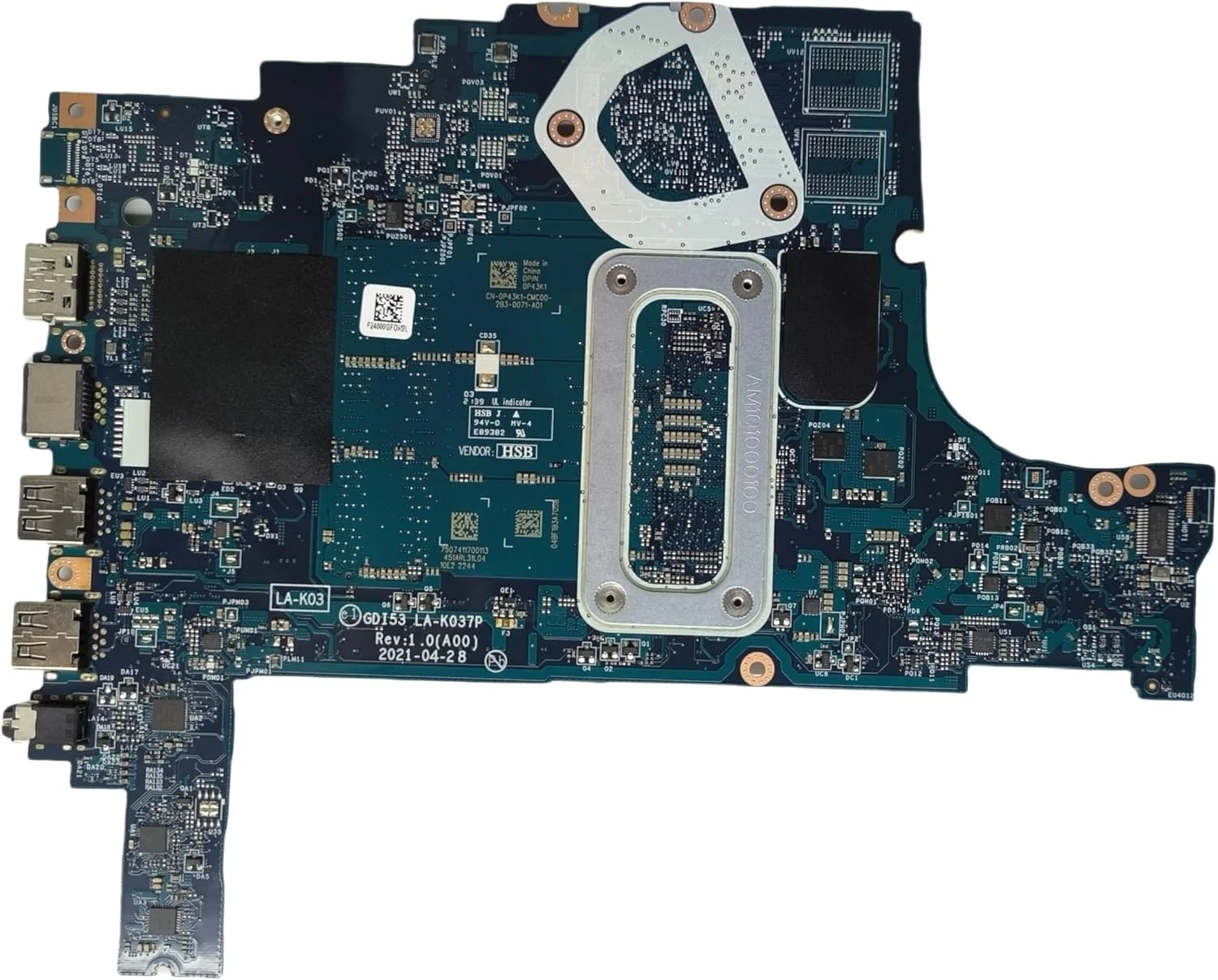 مادربرد جایگزین لپ تاپ GDI53 LA-K037P برای Dell inspiron 3505، برد اصلی سیستم با پردازنده Athlon Silver 3050U، شماره قطعه 0P43K1 P43K1
