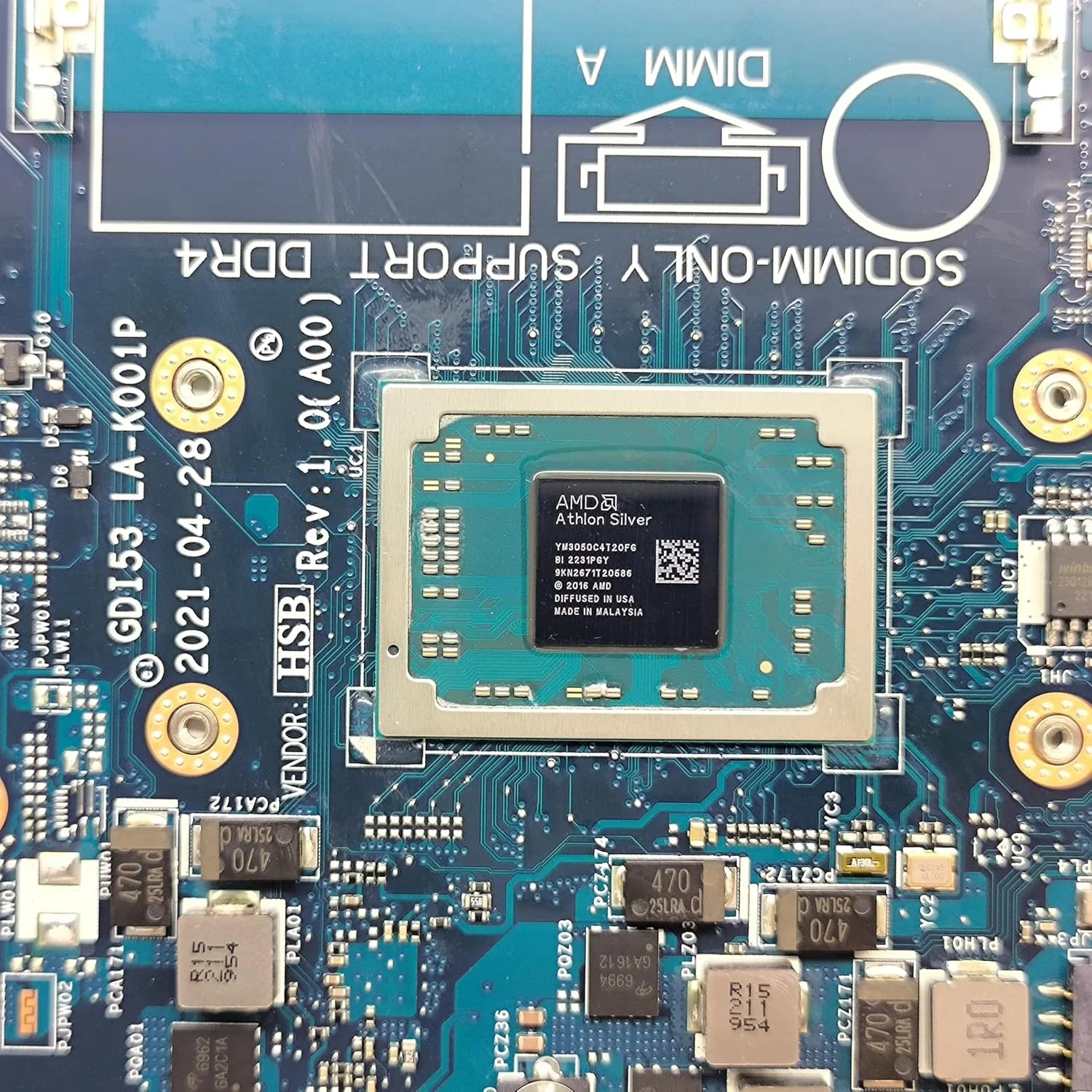 مادربرد جایگزین لپ تاپ GDI53 LA-K001P برای Dell inspiron 3505، برد اصلی سیستم با پردازنده Athlon Silver 3050U، شماره قطعه 0P92W5 P92W5