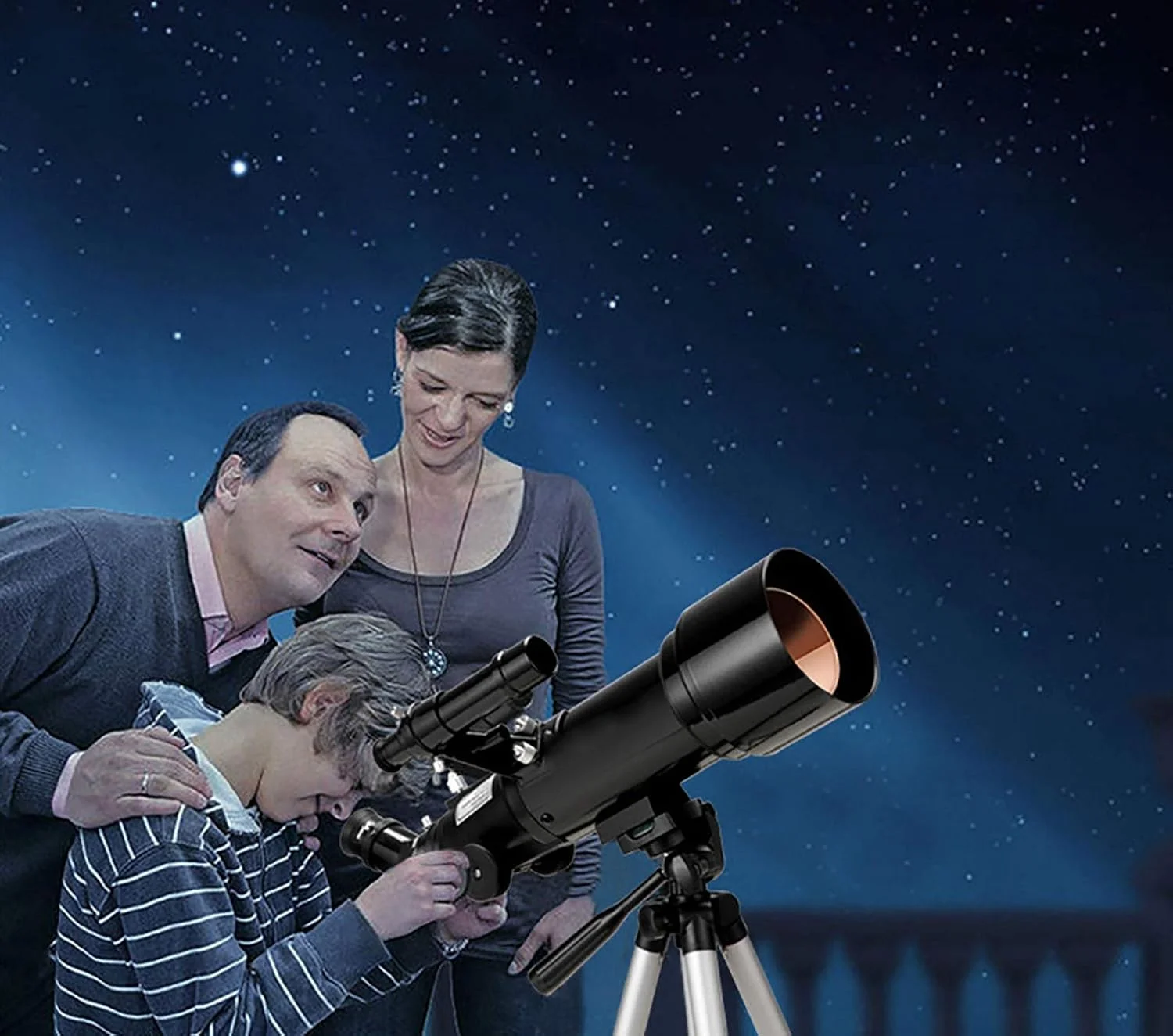 تلسکوپ نجومی گریت، تلسکوپ 100x حرفه ای برای ستاره نگری مبتدیان، تلسکوپ های شکست نوری نجومی 70 میلی متری، با سه پایه قابل تنظیم ارتفاع، سفید (سفید)