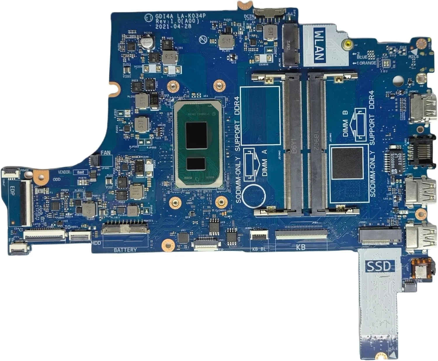 مادربرد جایگزین لپ تاپ GDI4A LA-K034P برای Dell Vostro 3500، برد اصلی سیستم با پردازنده Celeron 6305، شماره قطعه 0CCFM4 CCFM4