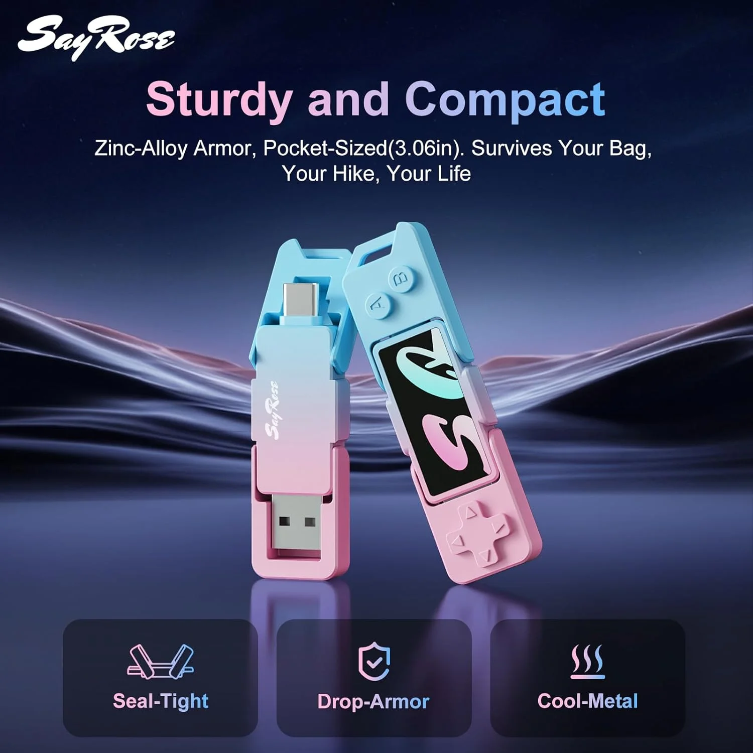 درایو حالت جامد اکسترنال SayRose با ظرفیت 512 گیگابایت، USB 3.2 با سرعت بالای 550 مگابایت بر ثانیه، فلش درایو با رابط دوگانه Type C USB برای سری iPhone/iPad/MacBook/تلفن/تبلت اندروید