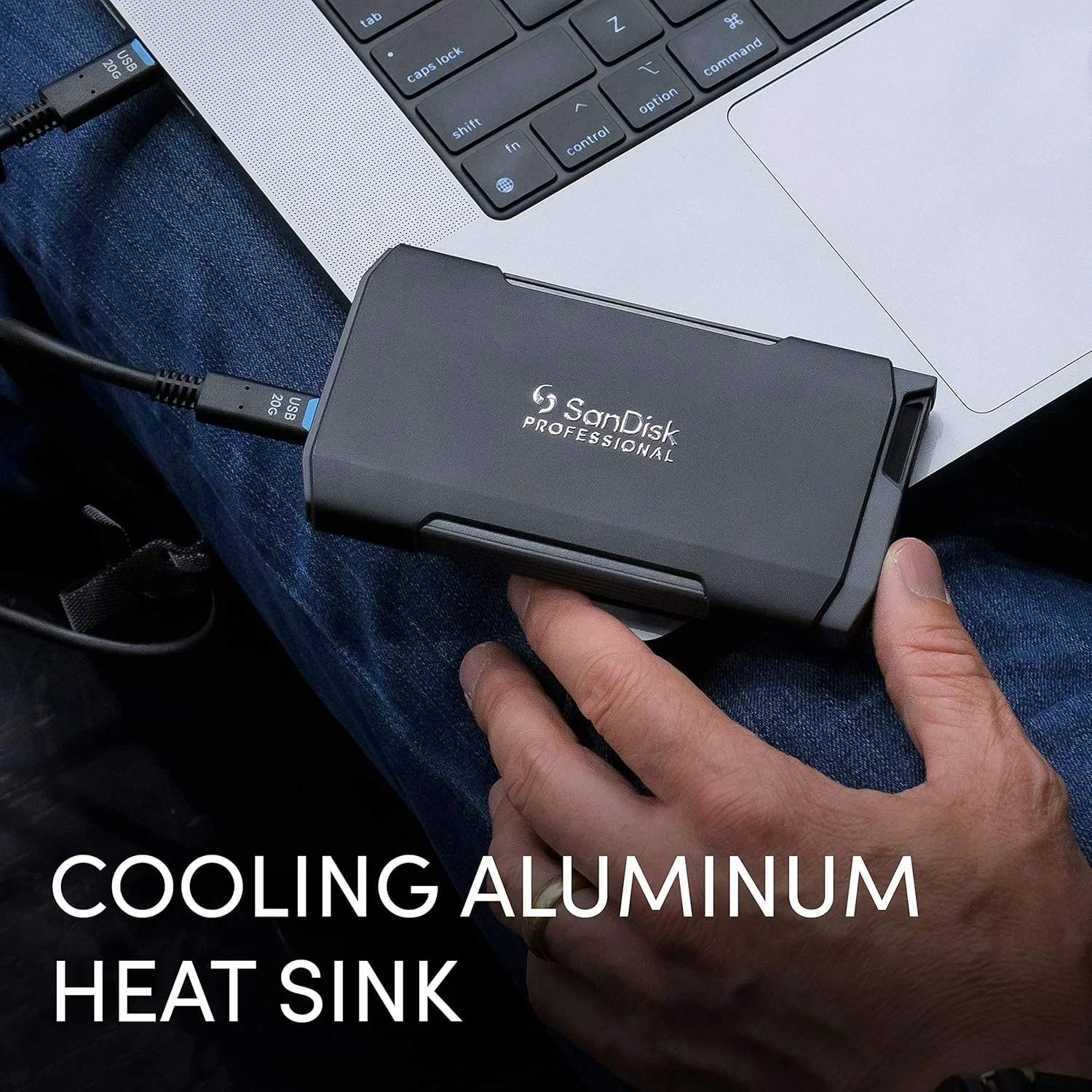 محفظه SSD قابل حمل SanDisk Professional PRO-BLADE به همراه SSD یک ترابایتی PRO-BLADE. USB-C با سرعت انتقال تا 2000 مگابایت بر ثانیه