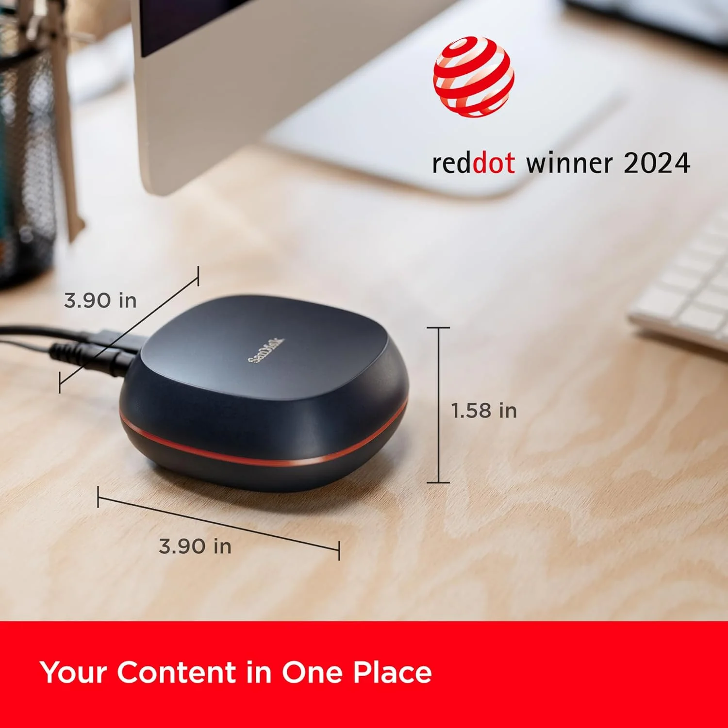 درایو رومیزی 4 ترابایتی SanDisk – SSD اکسترنال رومیزی، تا 1000 مگابایت بر ثانیه، USB-C، درایو حالت جامد USB 3.2 Gen 2 - SDSSDT40-4T00-NA25