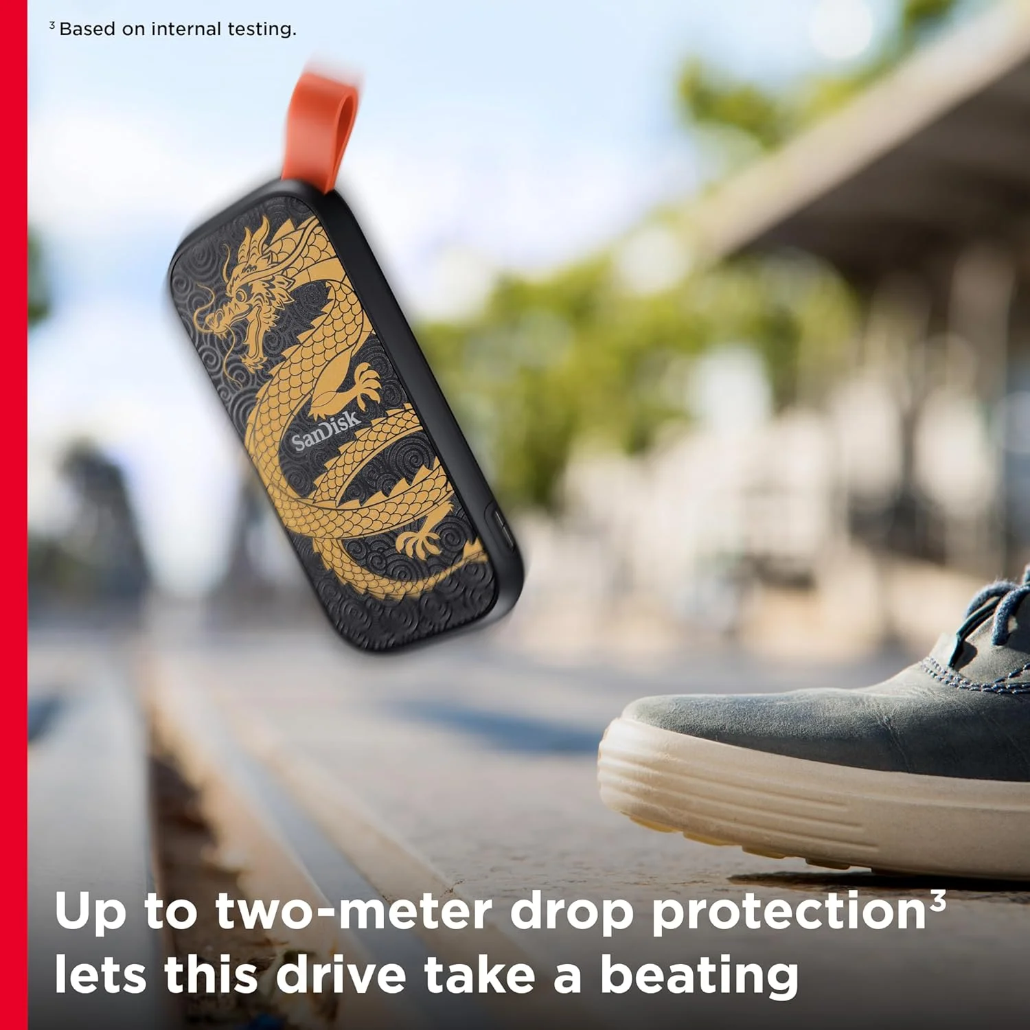 حافظه اس اس دی اکسترنال قابل حمل 1 ترابایتی SanDisk، نسخه Dragon - سرعت تا 800 مگابایت بر ثانیه، USB-C، USB 3.2 Gen 2، فریمور بروز شده - مدل SDSSDE30-2T00-G26