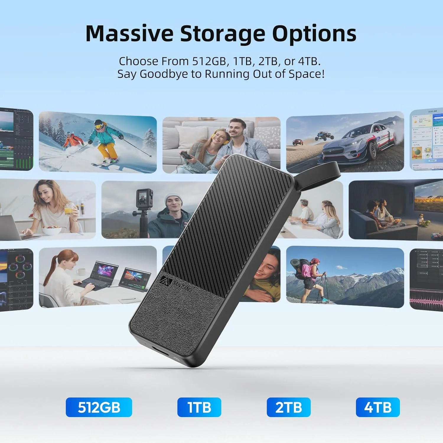 حافظه اس اس دی اکسترنال قابل حمل SAN ZANG MASTER Extreme با ظرفیت 1 ترابایت، درایوهای حالت جامد اکسترنال با کابل USB-C، سرعت خواندن 560 مگابایت بر ثانیه، سرعت نوشتن 520 مگابایت بر ثانیه، فضای ذخیره سازی قابل اعتماد برای مک، لپ تاپ، تلفن هوشمند USB-C و موارد دیگر، مشکی