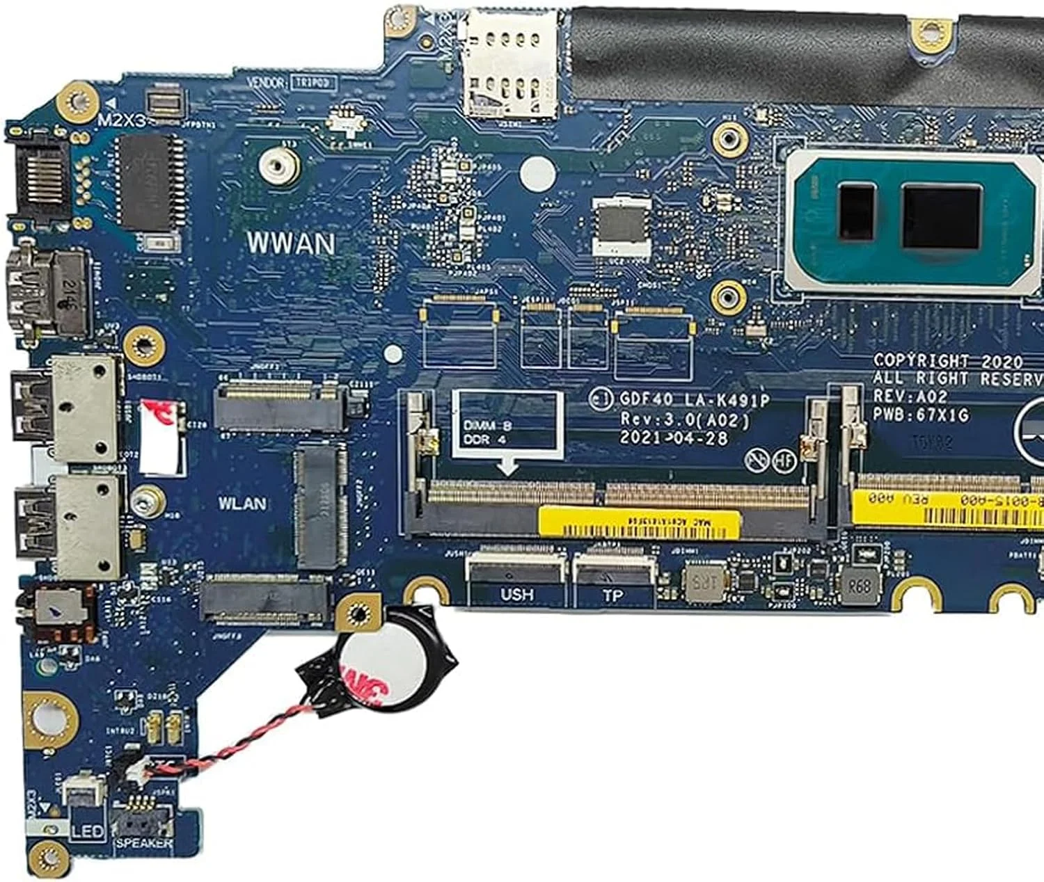 مادربرد جایگزین 03P5X2 3P5X2 برای لپ تاپ دل Latitude 5420 مدل GDF40 LA-K491P، پردازنده اصلی i7-1185G7