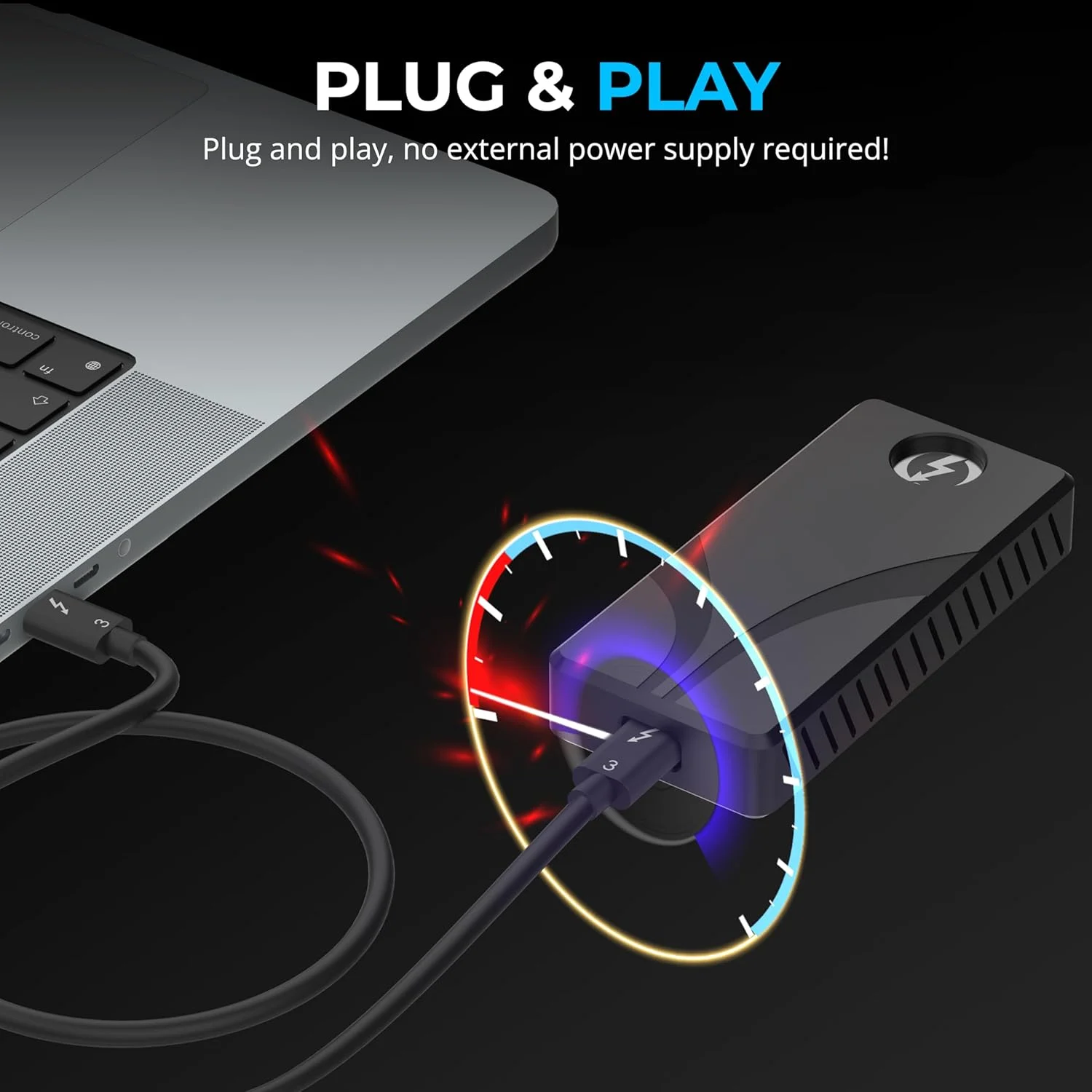 اس اس دی اکسترنال قابل حمل سابرنت Rocket XTRM Plus با ظرفیت 2 ترابایت Thunderbolt 3 - ذخیره سازی خارجی پرسرعت، آلومینیومی مقاوم، سازگار با USB-C، سرعت 2700 مگابایت بر ثانیه، تغذیه از طریق گذرگاه، Plug & Play (SB-XTMP-2TB)