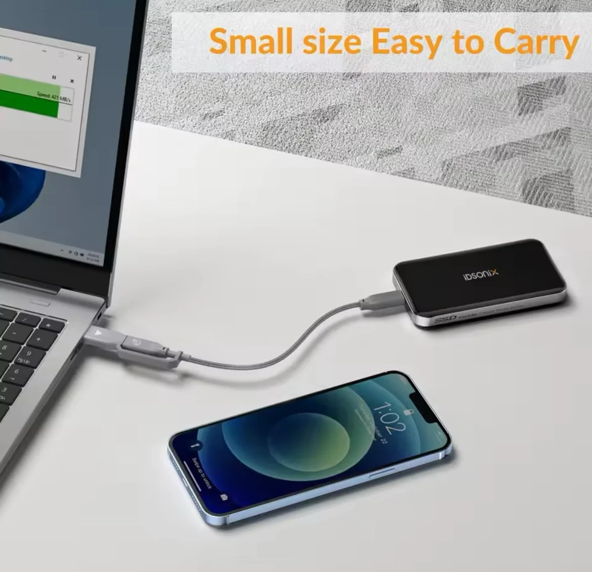 درایو حالت جامد قابل حمل 500 گیگابایت USB3.2 1050MB/S درایو حالت جامد خارجی نوع C هارد دیسک مینی دیسک حالت جامد 500G برای لپ تاپ و سایر دستگاه ها