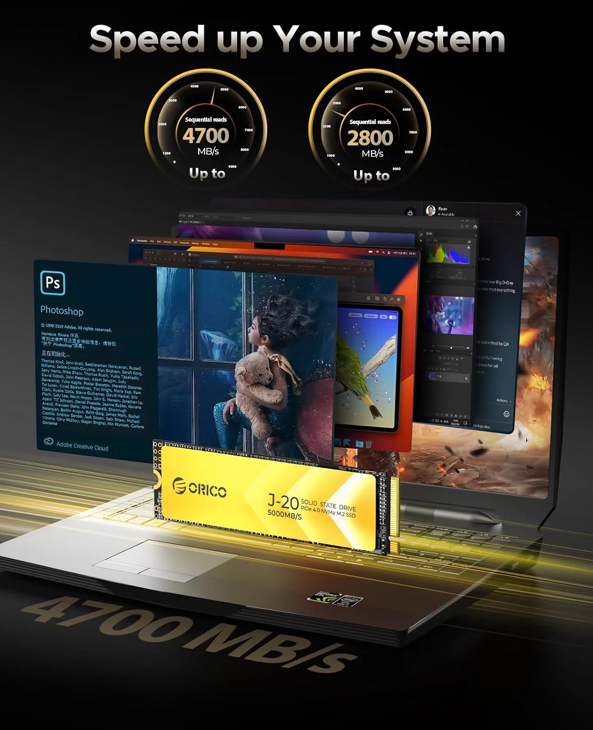 هارد اکسترنال اس اس دی قابل حمل 1 ترابایتی ORICO DIY، سرعت تا 1000 مگابایت بر ثانیه، سازگار با USB3.2/3.1/3.0 Type-C، برای کاربران تجاری/دانشجویان/علاقه مندان به سرگرمی - J20 (PSSD-J20)