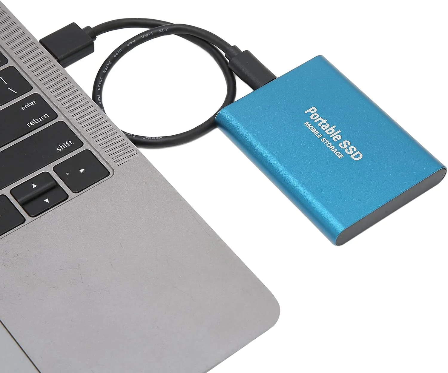 درایو حالت جامد قابل حمل اکسترنال USB3.1 سازگار با Win7 Win8 Win10 Linux برای IOS PC کامپیوتر لپ تاپ USB 3.1 USB-C درایو حالت جامد اکسترنال با کابل Type C (آبی 32 گیگابایت)