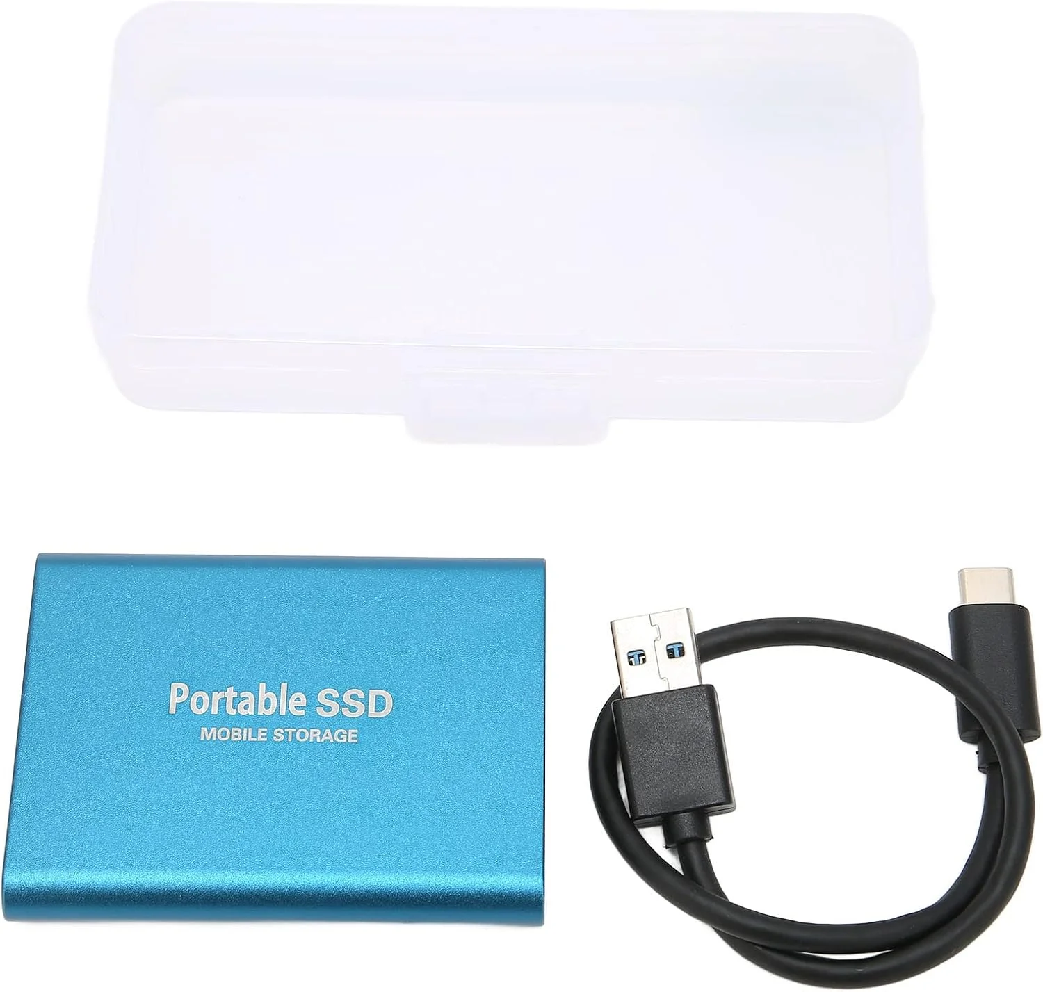 درایو حالت جامد قابل حمل اکسترنال USB3.1 سازگار با Win7 Win8 Win10 Linux برای IOS PC کامپیوتر لپ تاپ USB 3.1 USB-C درایو حالت جامد اکسترنال با کابل Type C (آبی 32 گیگابایت)