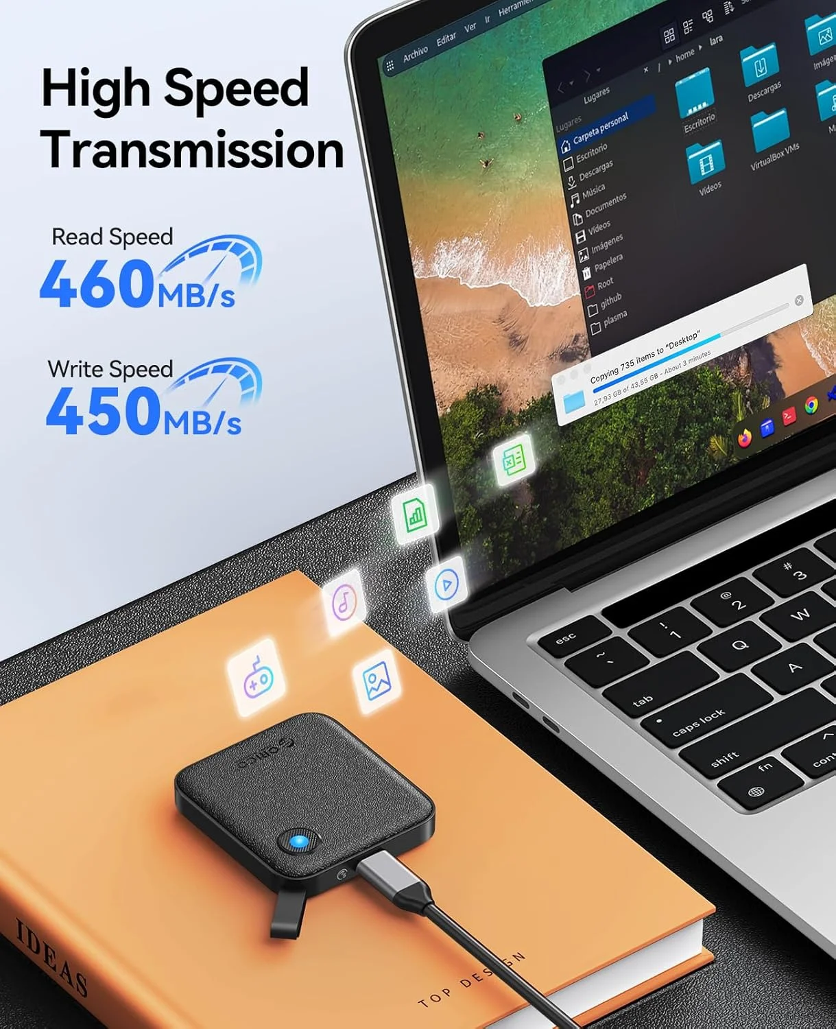 حافظه اس اس دی اکسترنال قابل حمل اوریکو 512 گیگابایت با کابل 2 در 1 USB C، سرعت تا 460 مگابایت بر ثانیه، نمایشگر وضعیت، ذخیره سازی مطمئن برای گوشی های هوشمند USB-C، تبلت، کامپیوتر - B5PLUS حافظه اس اس دی اکسترنال قابل حمل اوریکو 512 گیگابایت با کابل 2 در 1 USB C، سرعت تا 460 مگابایت بر ثانیه، نمایشگر وضعیت، ذخیره سازی مطمئن برای گوشی های هوشمند USB-C، تبلت، کامپیوتر - B5PLUS