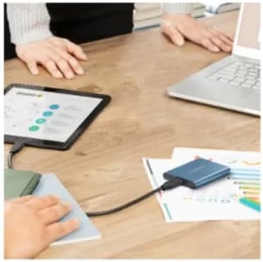 هارد درایو قابل حمل 2 ترابایت، هارد درایوهای مینی SSD، درایوهای حالت جامد اکسترنال، درایو پشتیبان گیری کامپیوتر، USB 3.1 به Type-C پشتیبانی از انتقال ذخیره سازی داده برای لپ تاپ و مک ویندوز XP (آبی، 2.0، ترابایت)