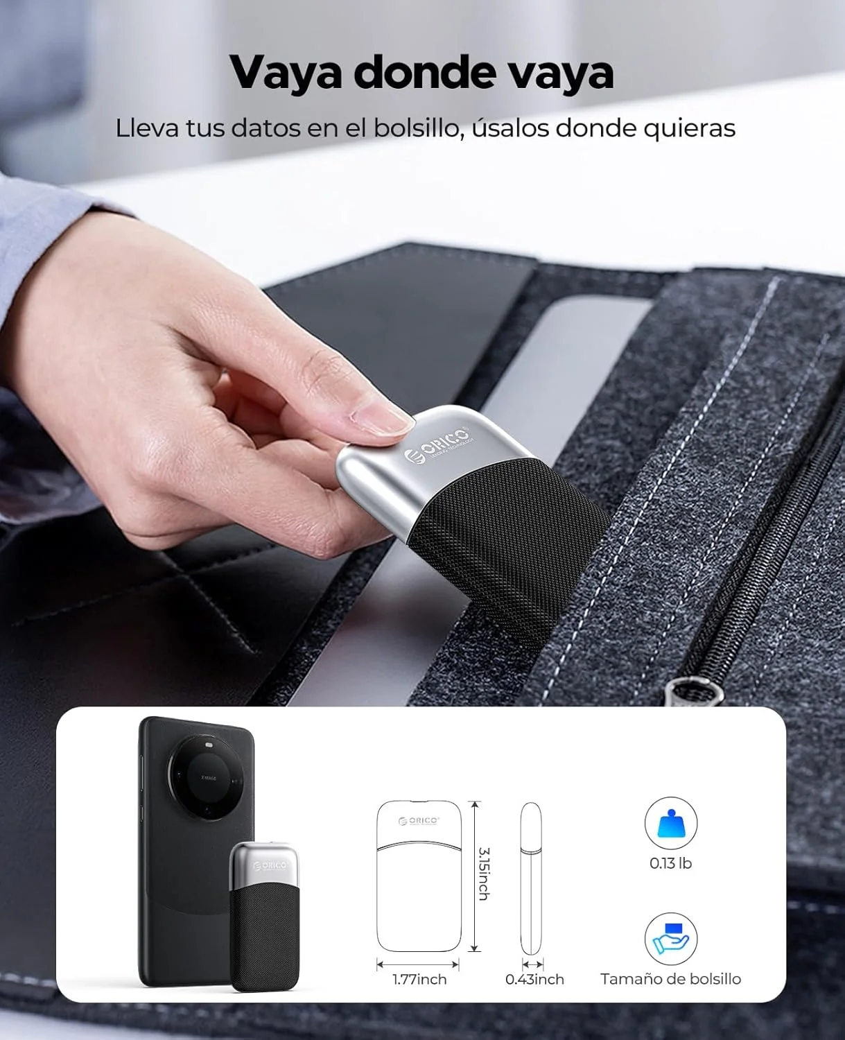 درایو اس اس دی اکسترنال قابل حمل 2 ترابایتی ORICO با سرعت انتقال تا 2000 مگابایت بر ثانیه، USB 3.2 Gen 2 * 2 برای سرعت 20 گیگابیت بر ثانیه با کابل 2 در 1 USB C، فضای ذخیره سازی خارجی برای پخش زنده و طراحی