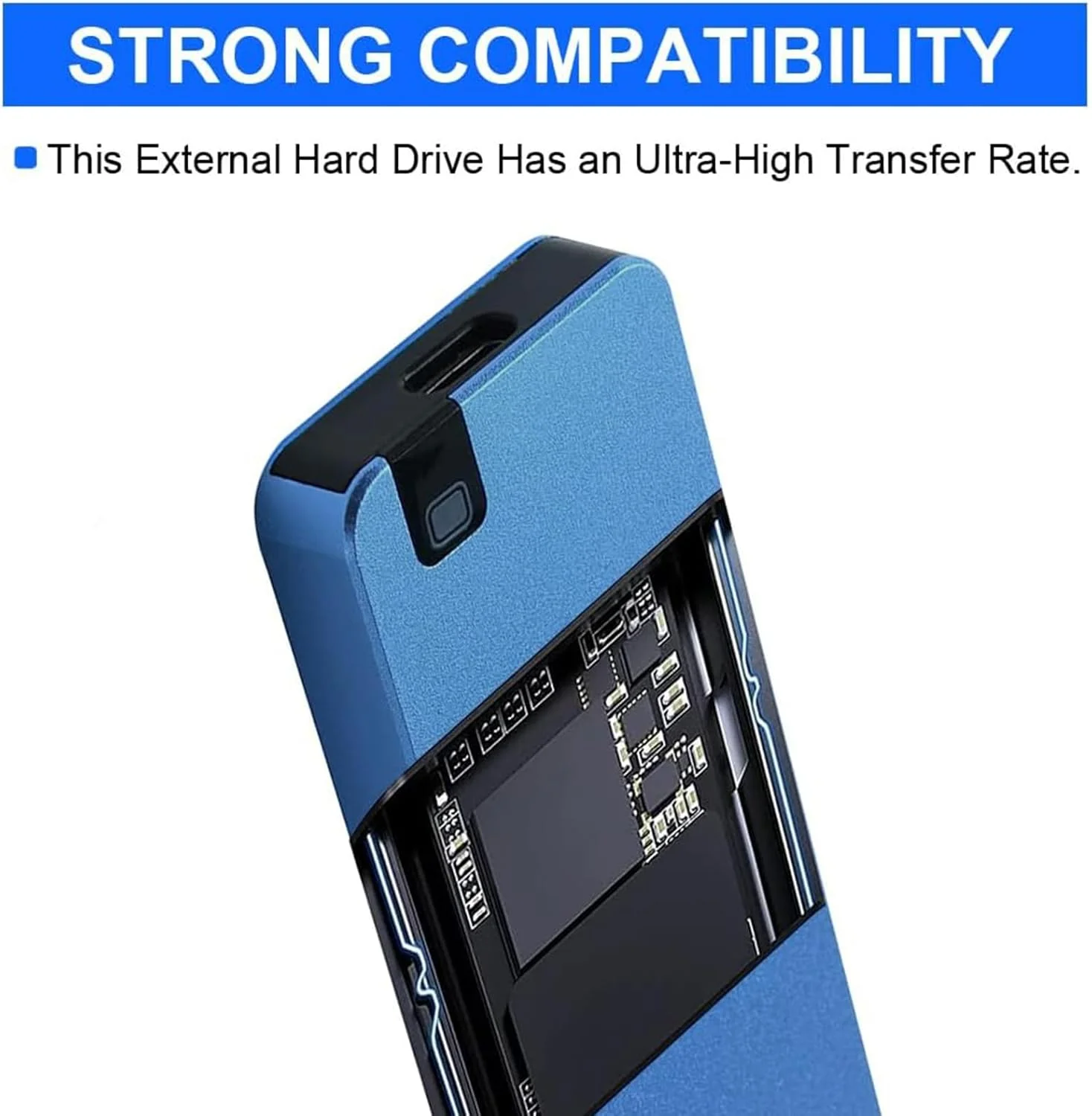 درایو حالت جامد قابل حمل 4 ترابایتی، درایو اکسترنال اس اس دی، پشتیبان گیری درایو قابل حمل باریک برای ذخیره سازی فایل/ضروری سفر کاری، سازگار با کامپیوتر، مک، لپ تاپ، PS4، ایکس باکس وان، ایکس باکس 360 مدل A4 (آبی)