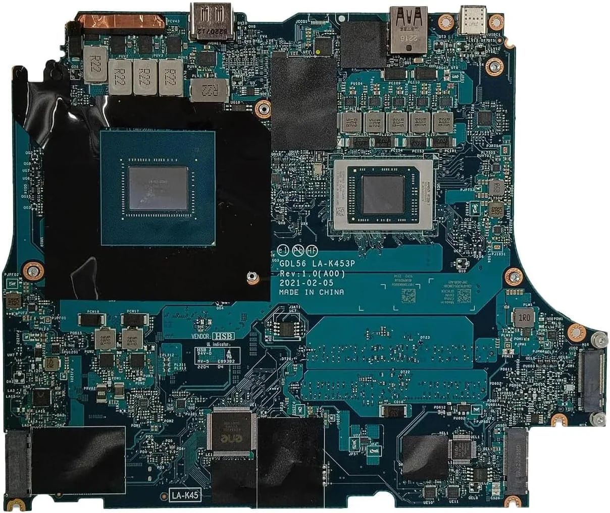 مادربرد جایگزین 0F8CRX F8CRX برای لپ تاپ Dell Alienware M15 R5 مدل GDL56 LA-K453P، پردازنده R7-5800H و کارت گرافیک RTX 3060 6GB