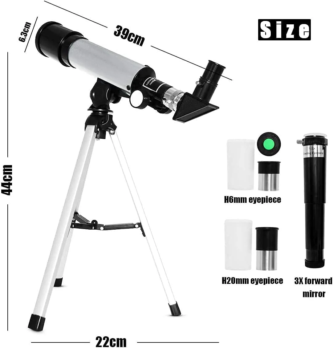 تلسکوپ نجومی زوم 90X HD ایکرون، تلسکوپ تک چشمی فضایی انکساری برای مشاهده آسمان و زمین به همراه سه پایه، مناسب کودکان و مبتدیان