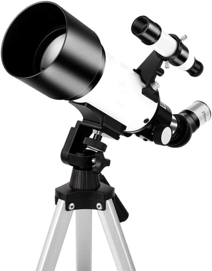 تلسکوپ شکستنی با دهانه 70 میلی‌متری به همراه کیف حمل و چشمی‌های 10 و 25 میلی‌متری