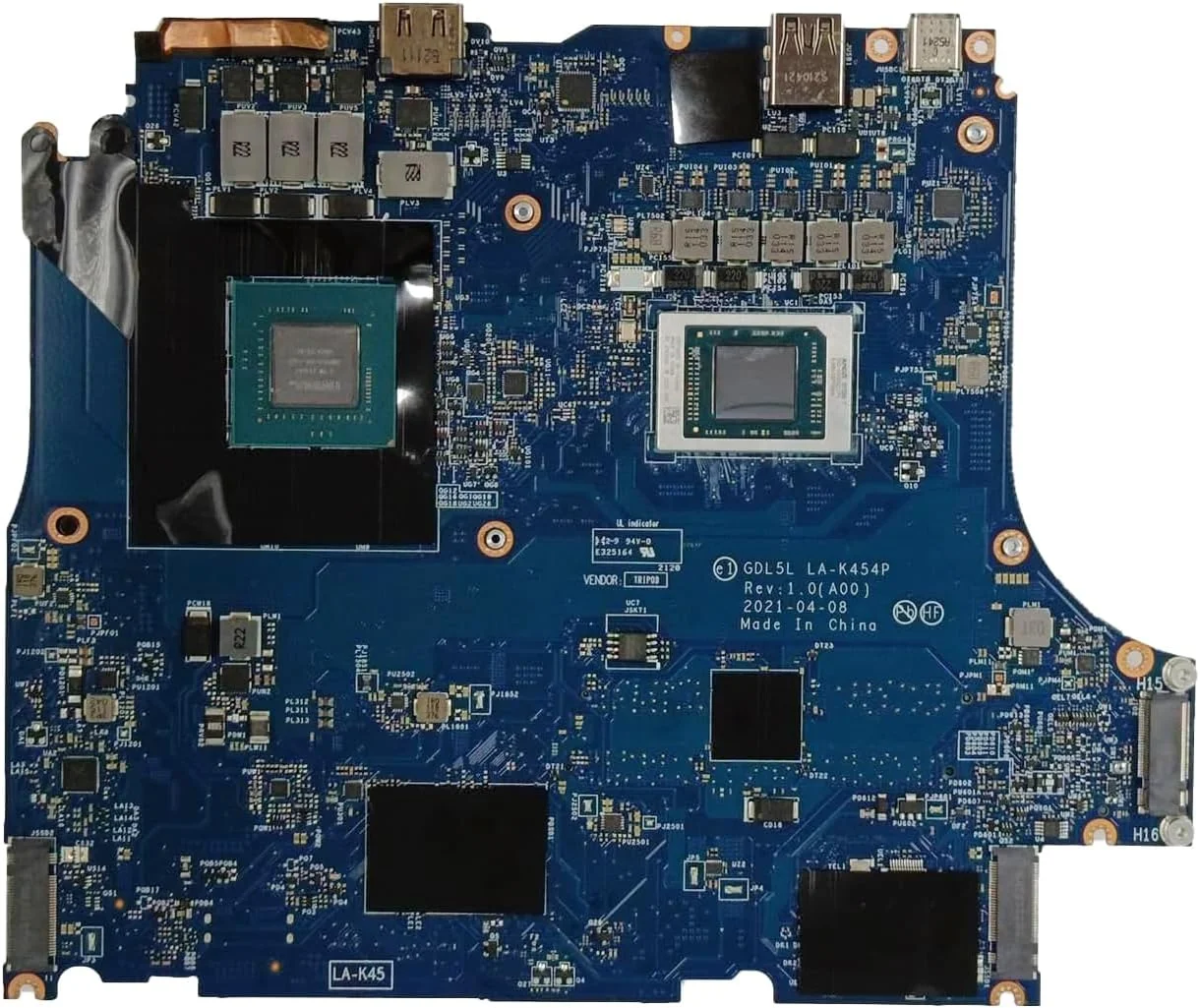 مادربرد جایگزین 05M7R3 5M7R3 برای لپ تاپ De ll Alienware M15 R5 مدل GDL5L LA-K454P، دارای پردازنده R7-5800H و کارت گرافیک RTX 3050 Ti با حافظه 4 گیگابایت، بدون رابط اتصال کیبورد