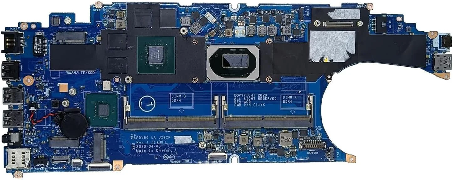 مادربرد جایگزین 0JNTPG JNTPG برای لپ تاپ Dell Precision 3551 مدل FDV50 LA-J282P، پردازنده i5-10400H و کارت گرافیک P620 با حافظه 4 گیگابایت
