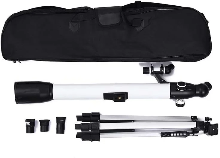 تلسکوپ مناسب برای بزرگسالان و مبتدیان، دهانه 60 میلی‌متری، 700 میلی‌متری AZ، تلسکوپ شکستنی نجومی جمع و جور مناسب با آداپتور تلفن هوشمند و سه پایه BAK4 Pris