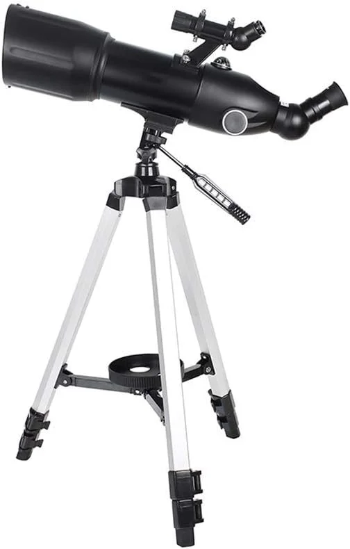 تلسکوپ 80 میلی‌متری با دهانه 400 میلی‌متری مناسب برای نجوم با لنز منشوری BAK4، تلسکوپ انکساری نجومی مناسب با پایه تلفن هوشمند و سه پایه برای رصد