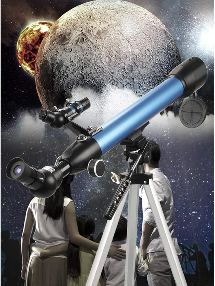 تلسکوپ با کاربری آسان، دهانه 50 میلی‌متری، تلسکوپ شکستنی نجومی 600 میلی‌متری، تلسکوپ با کاربری آسان با چرخش کامل چشمی، مناسب برای نجوم با تلفن هوشمند