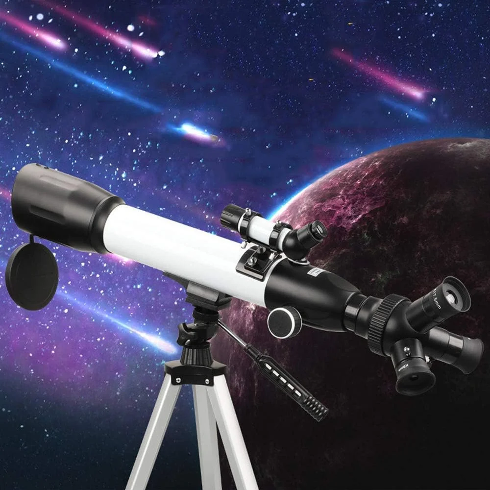تلسکوپ مبتدی، دهانه 60 میلی‌متری، لنز منشوری BAK4 با فاصله کانونی 500 میلی‌متر، مناسب برای نجوم، دارای 3 چشمی، به همراه پایه نگهدارنده گوشی هوشمند و سه‌پایه
