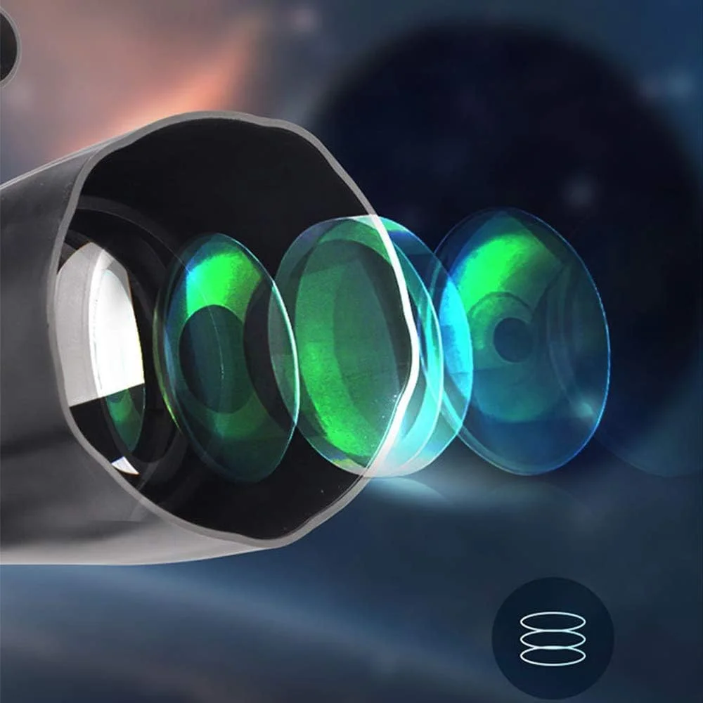 تلسکوپ شکستنی نجومی با دهانه 70 میلی‌متری و فاصله کانونی 300 میلی‌متری، لنز منشوری BAK4، به همراه کوله پشتی و سه پایه برای مشاهده ماه